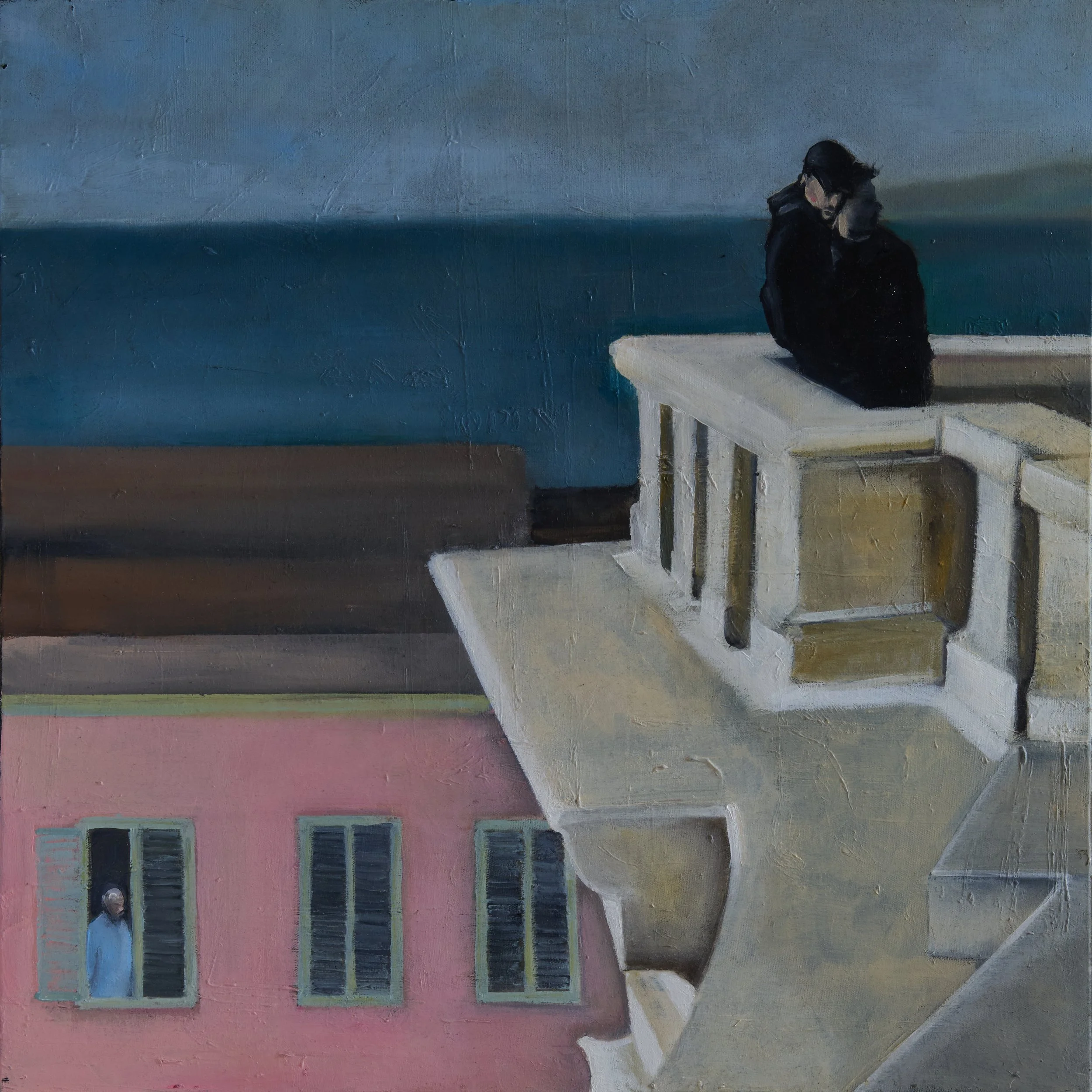 3 dudes in Cagliari - 2025,  24 x 24 Oil on canvas