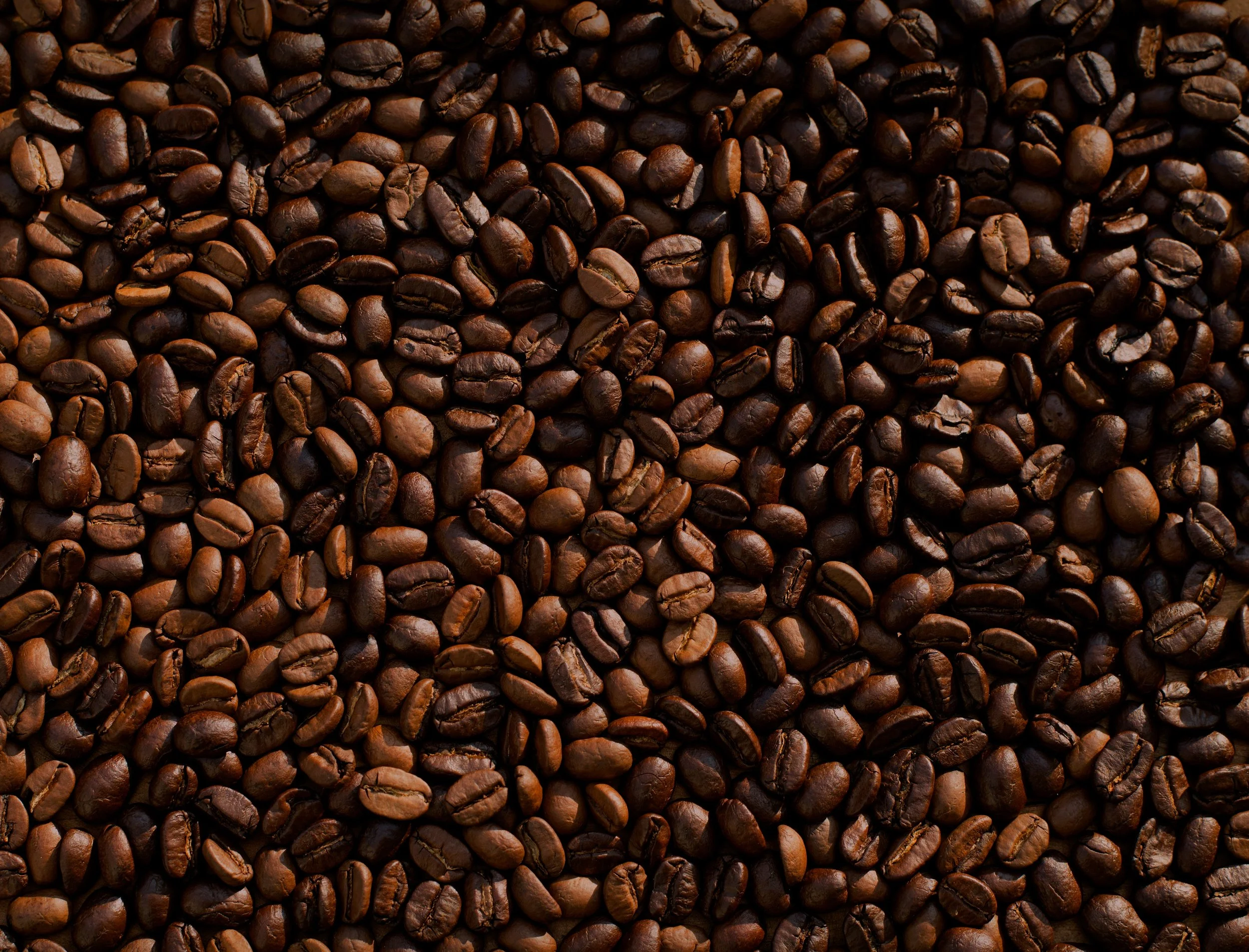 Close-up view of roasted coffee beans covering the entire image.