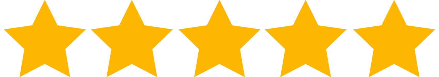 Five gold stars on a transparent background.