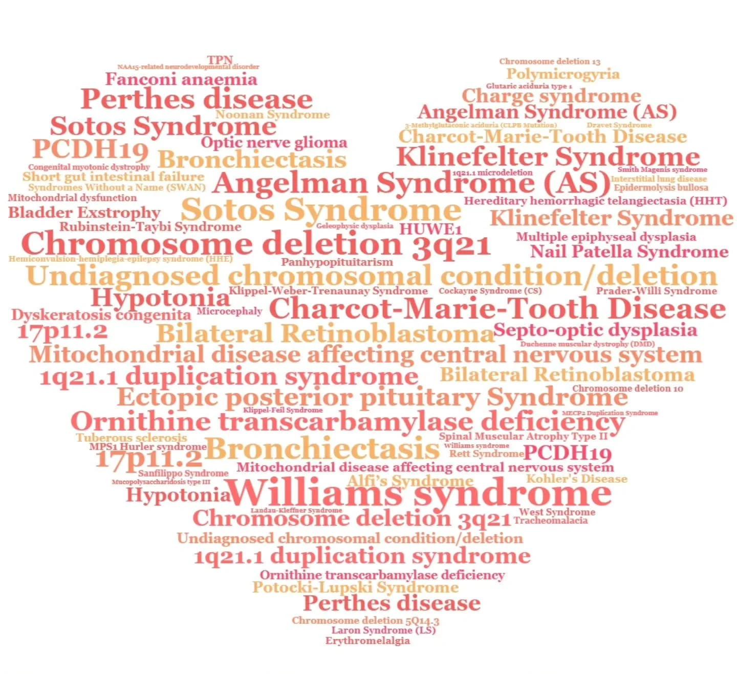 A snapshot of some of the rare conditions we have hosted at SNUG retreats 🧡

Some facts you may not know about rare conditions:

✨️ Every year in Australia, 25,000 babies are born with a rare genetic condition. 
✨️The average time to receive a diagn
