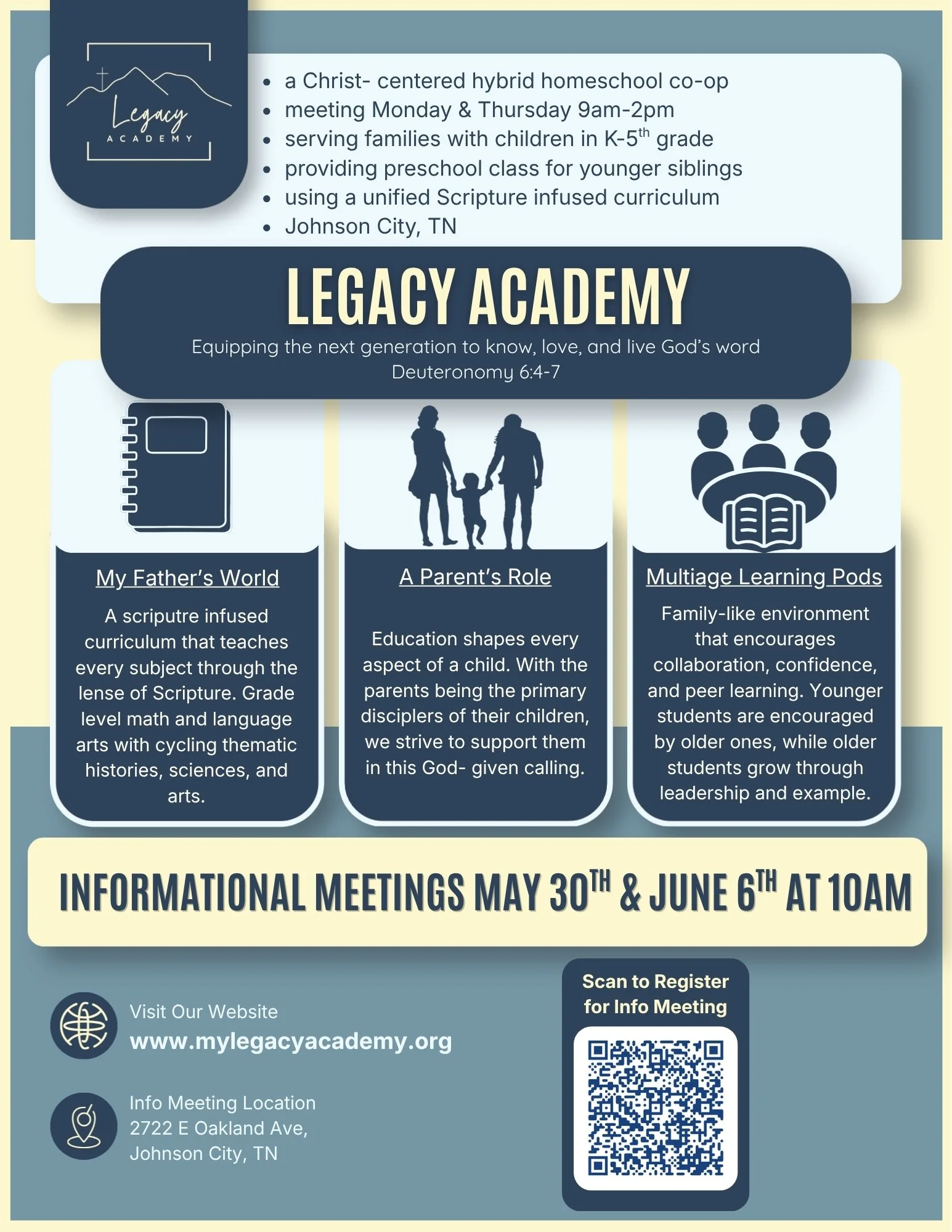 Legacy Academy Flyer for Informational Meetings