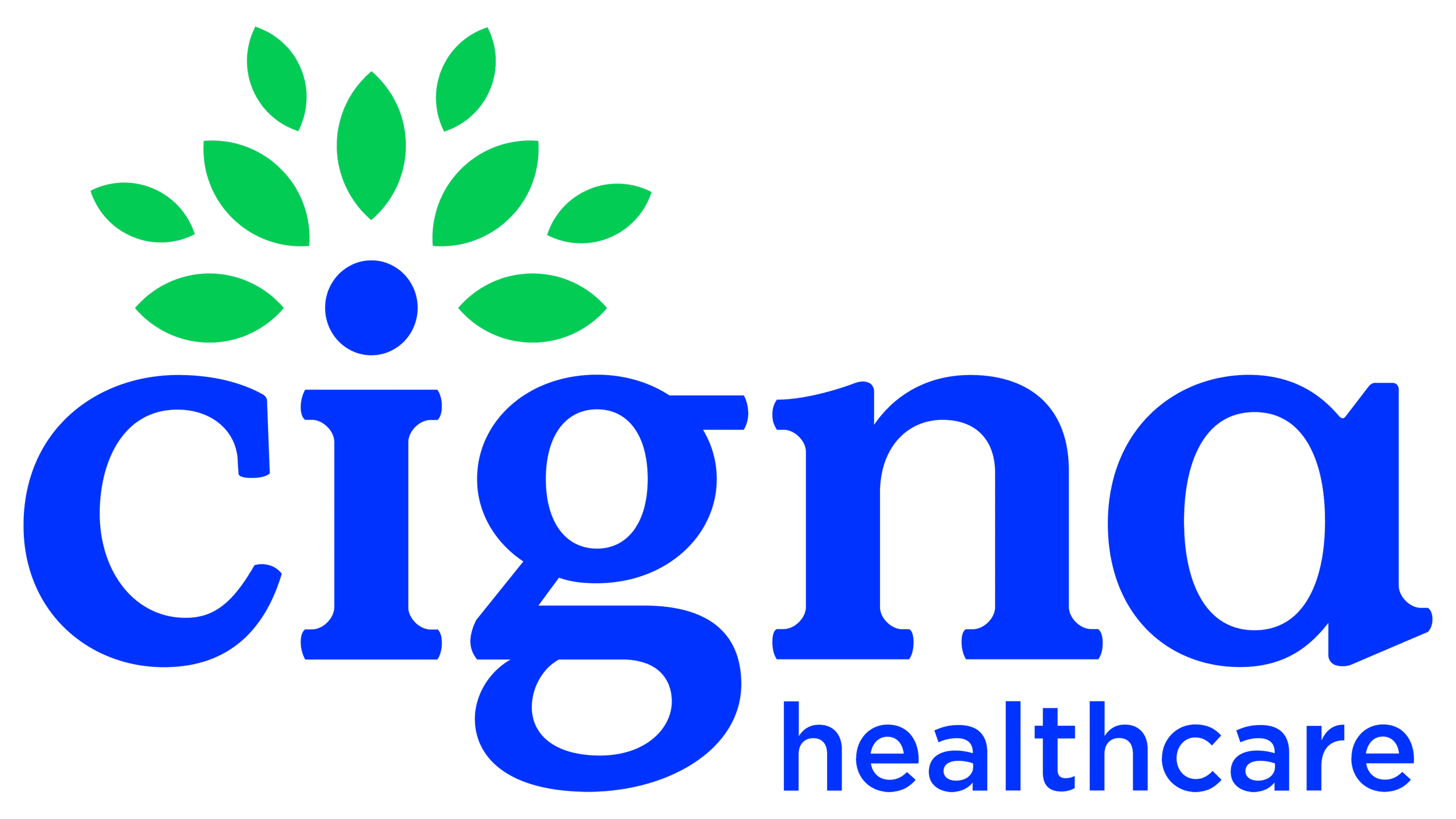Logo for Cigna Healthcare with a stylized green and blue graphic above the company's name.