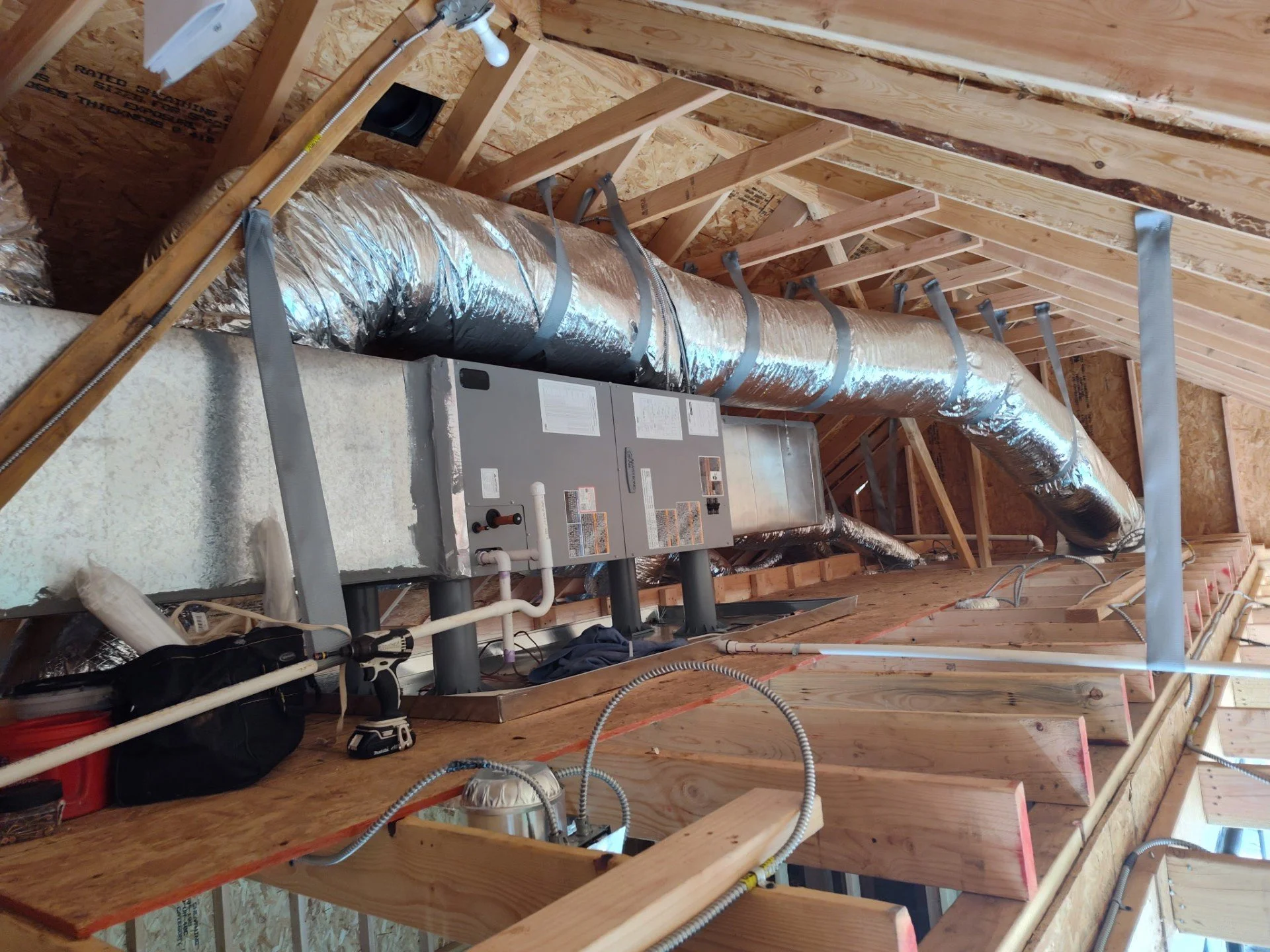 Indoor HVAC system with ductwork and air handling units in the Oklahoma City area
