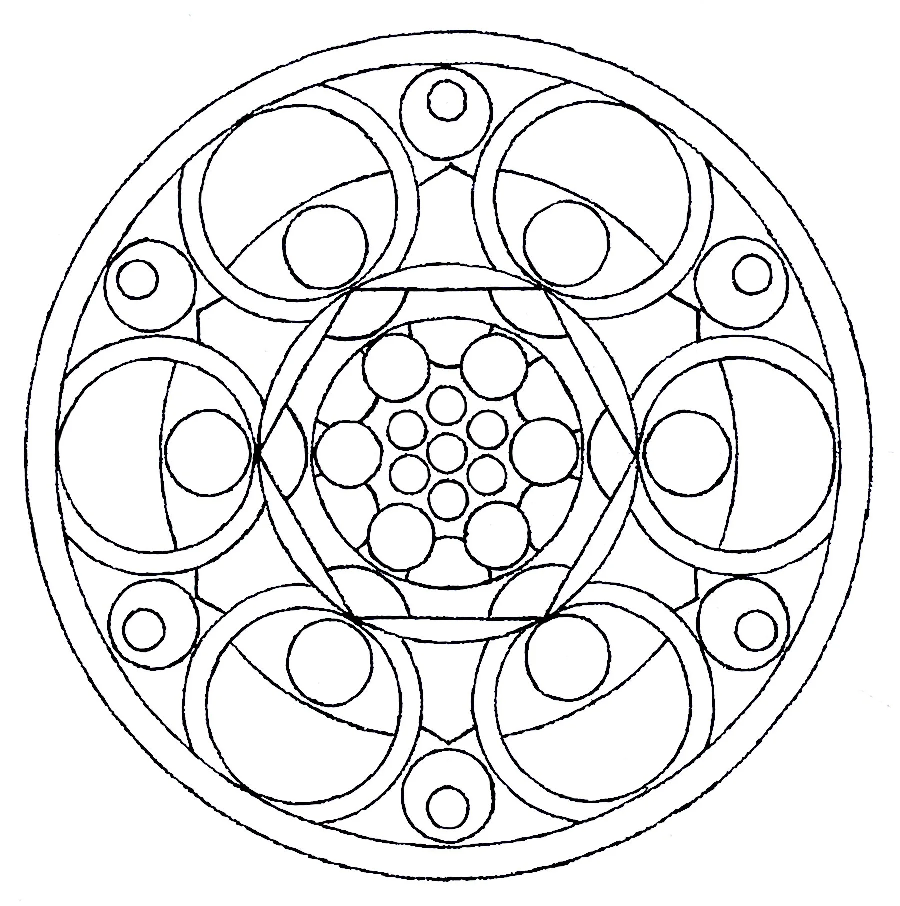 Mandala Six - August 2026, line drawing of circles and geometry appreciating the shape of the circle 