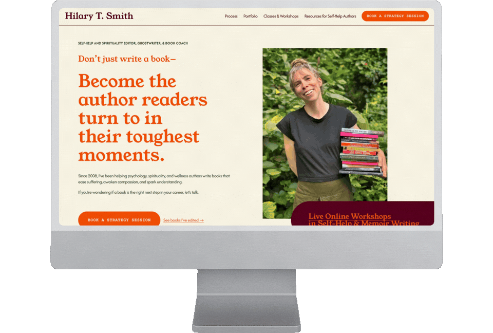 Desktop view of Hilary T. Smith website, a ghostwriting and book coaching practice