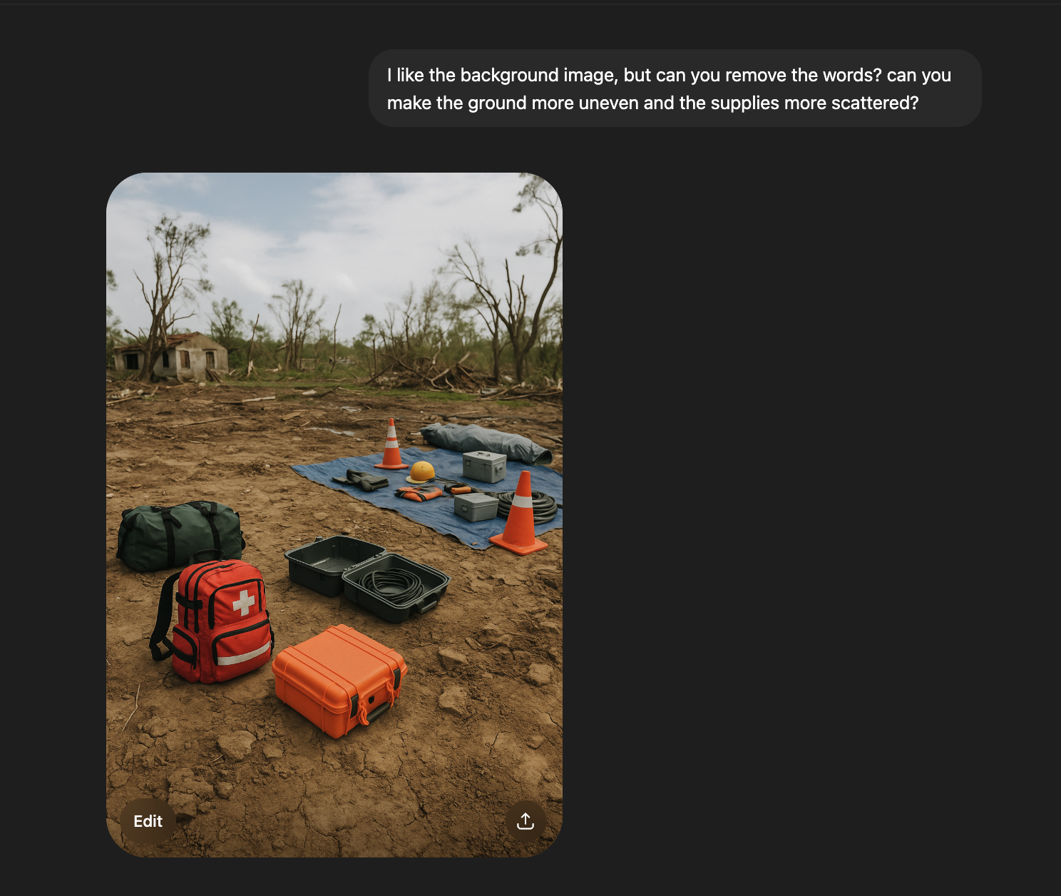 Screenshot of a continued ChatGPT conversation used during the image creation process for the prototype