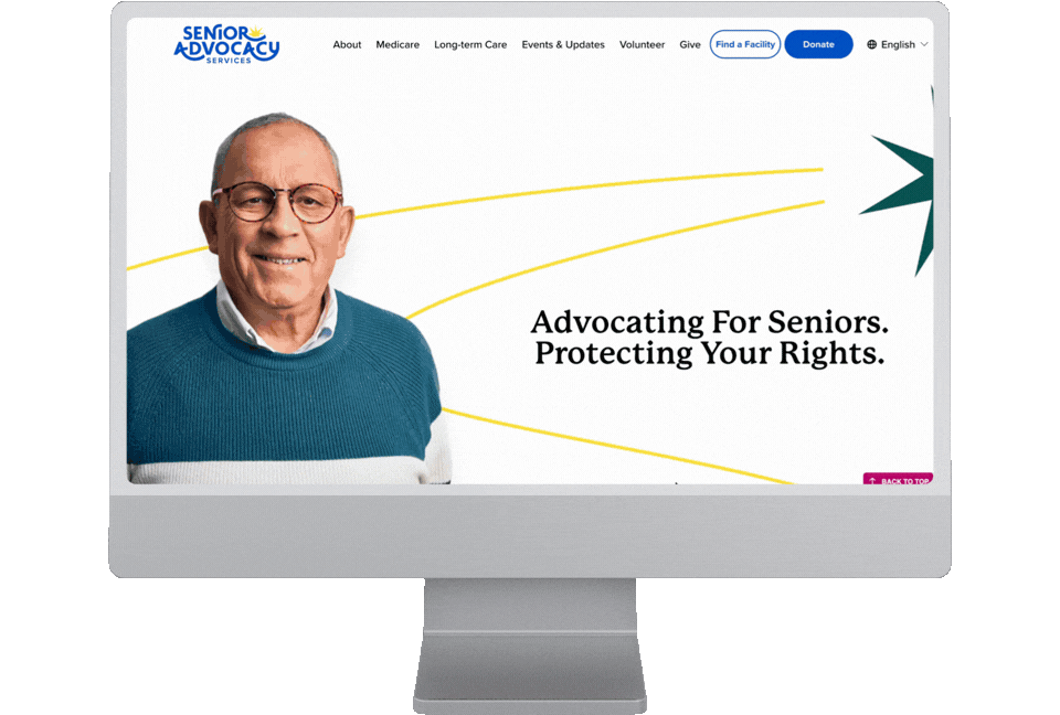 Desktop view of Senior Advocacy Services website, a nonprofit serving older adults