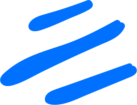 Blue stylized wave design with five curved lines.
