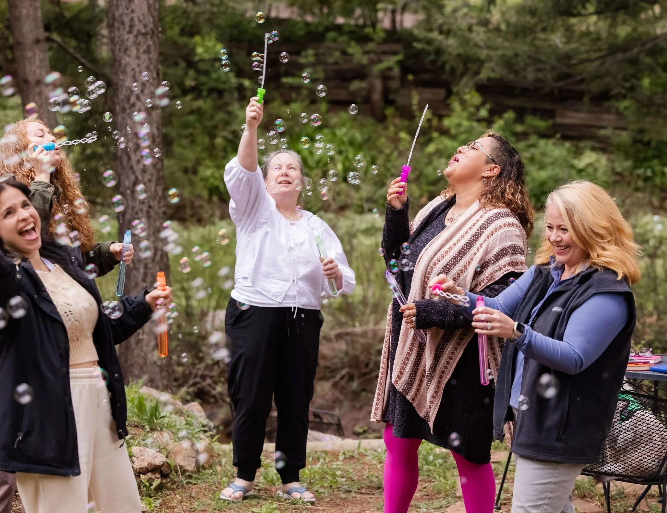 Group of women having fun at a Colorado wellness retreat.