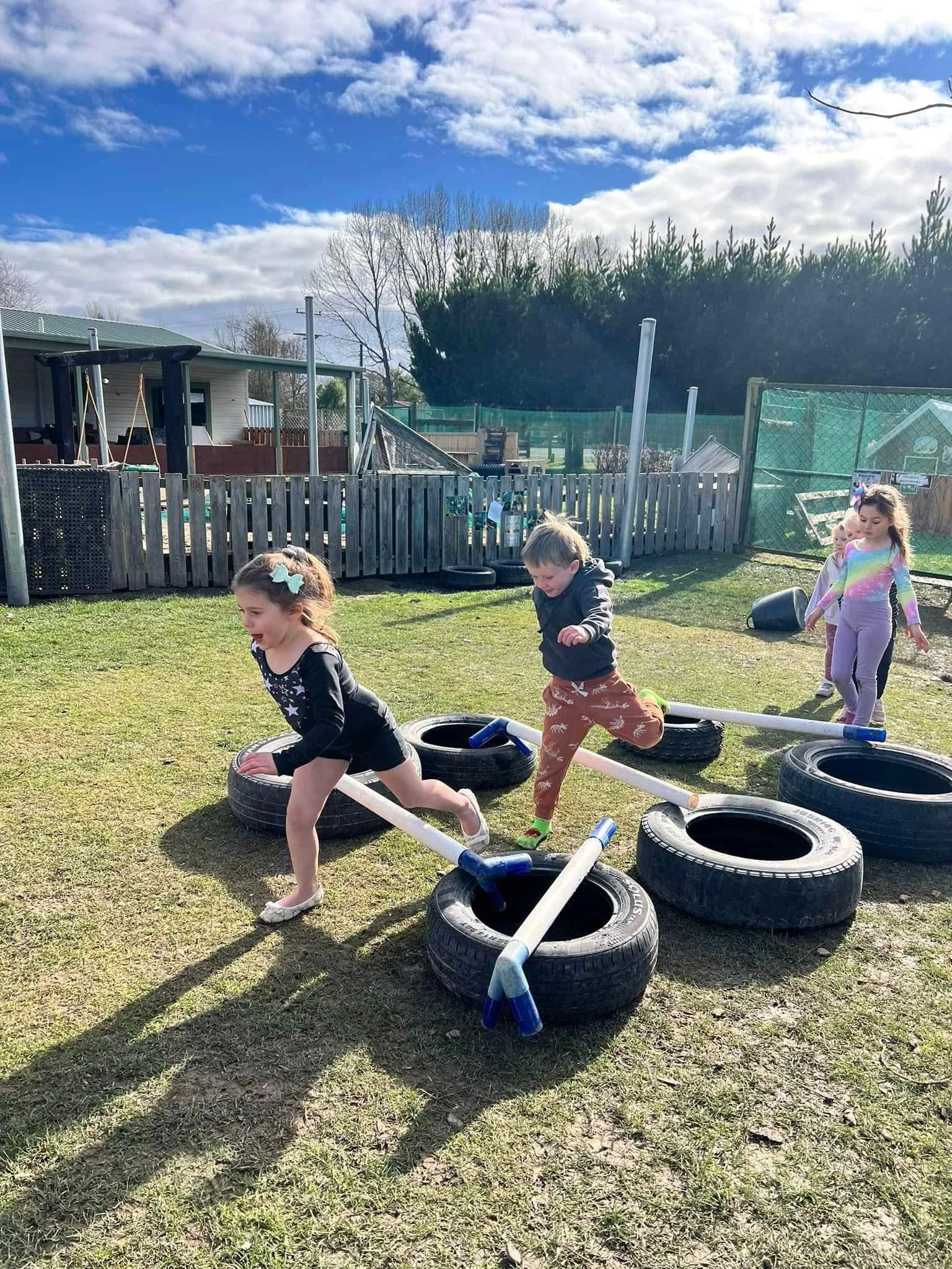 Children running an obstacle course at Country Wonders childcare centre in Loburn, North Canterbury