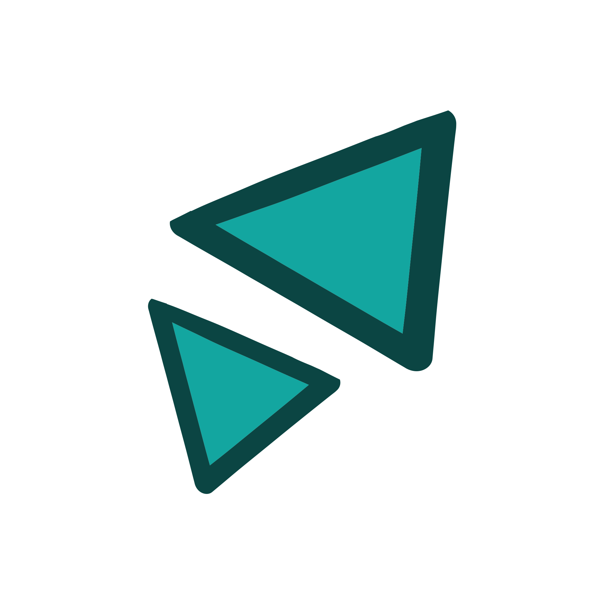 Two teal-colored shadowed arrows pointing left, one larger above the other, creating a layered effect.