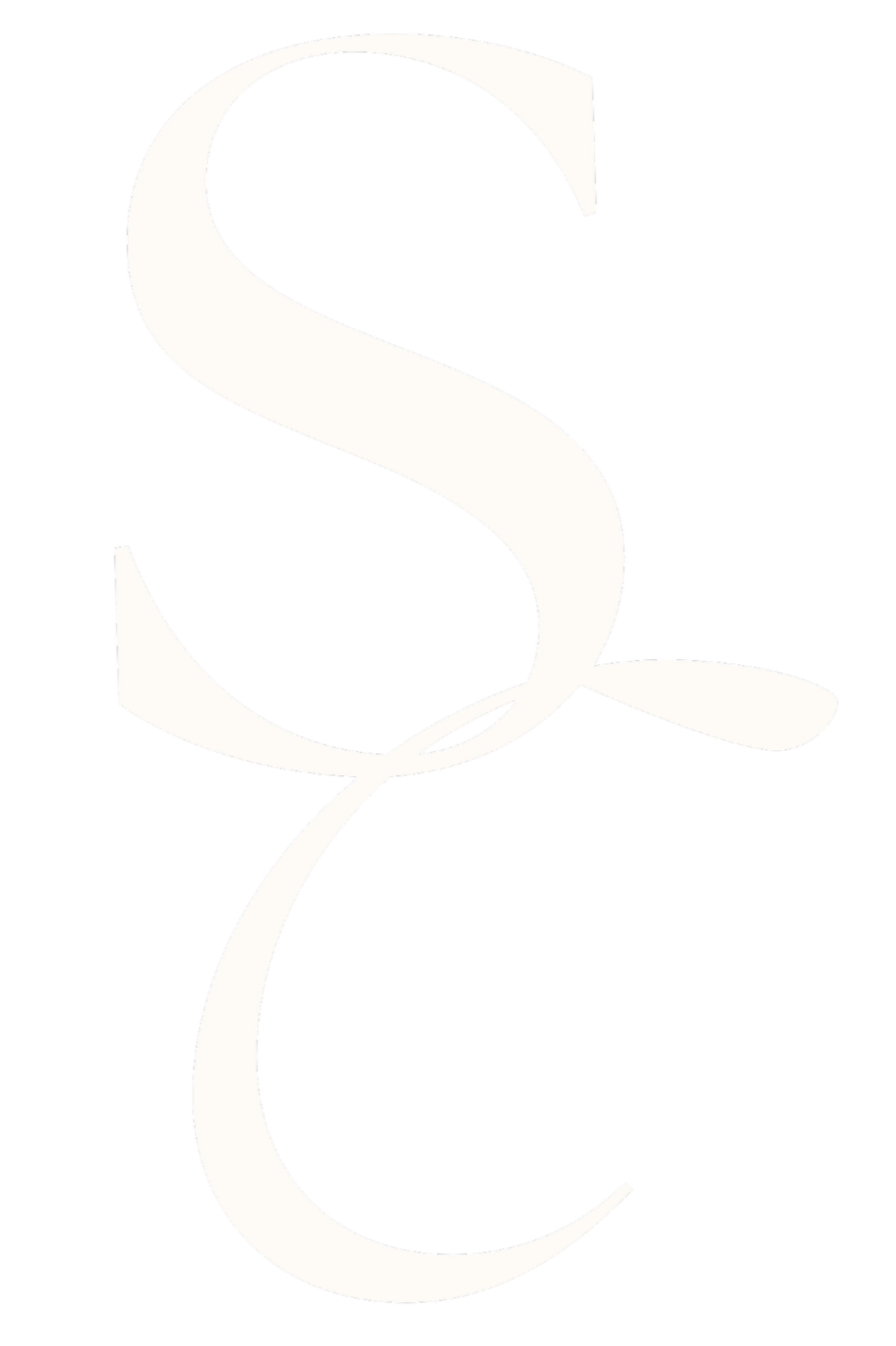 Stylized white letter Q on black background