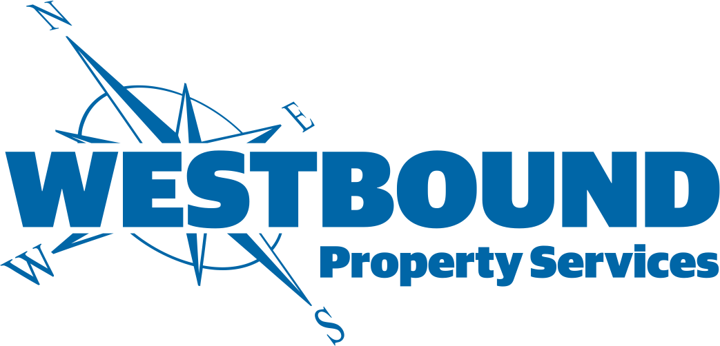 Logo for Westbound Property Services featuring a compass design with north, south, east, and west directions, and the company name in bold blue letters.