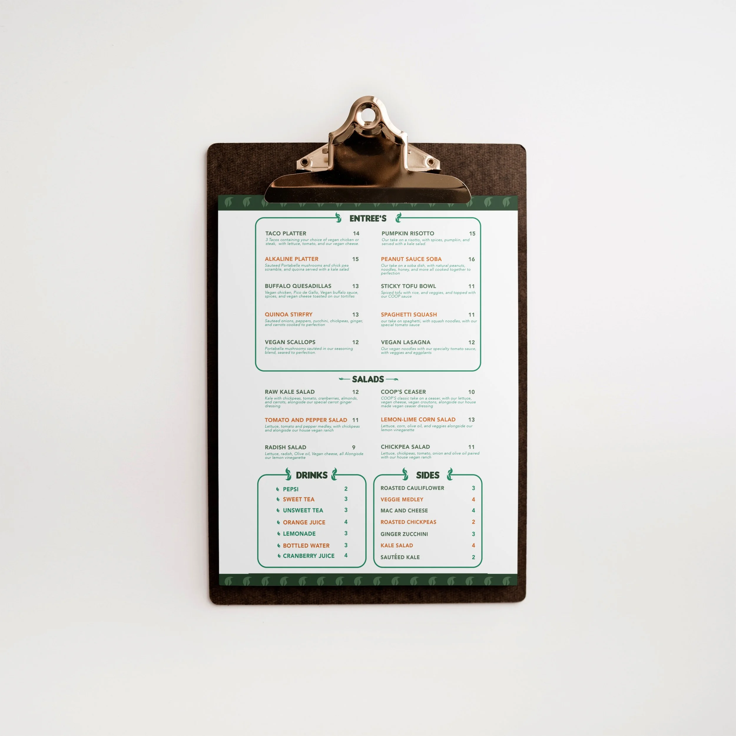 Back of Menu Mockup