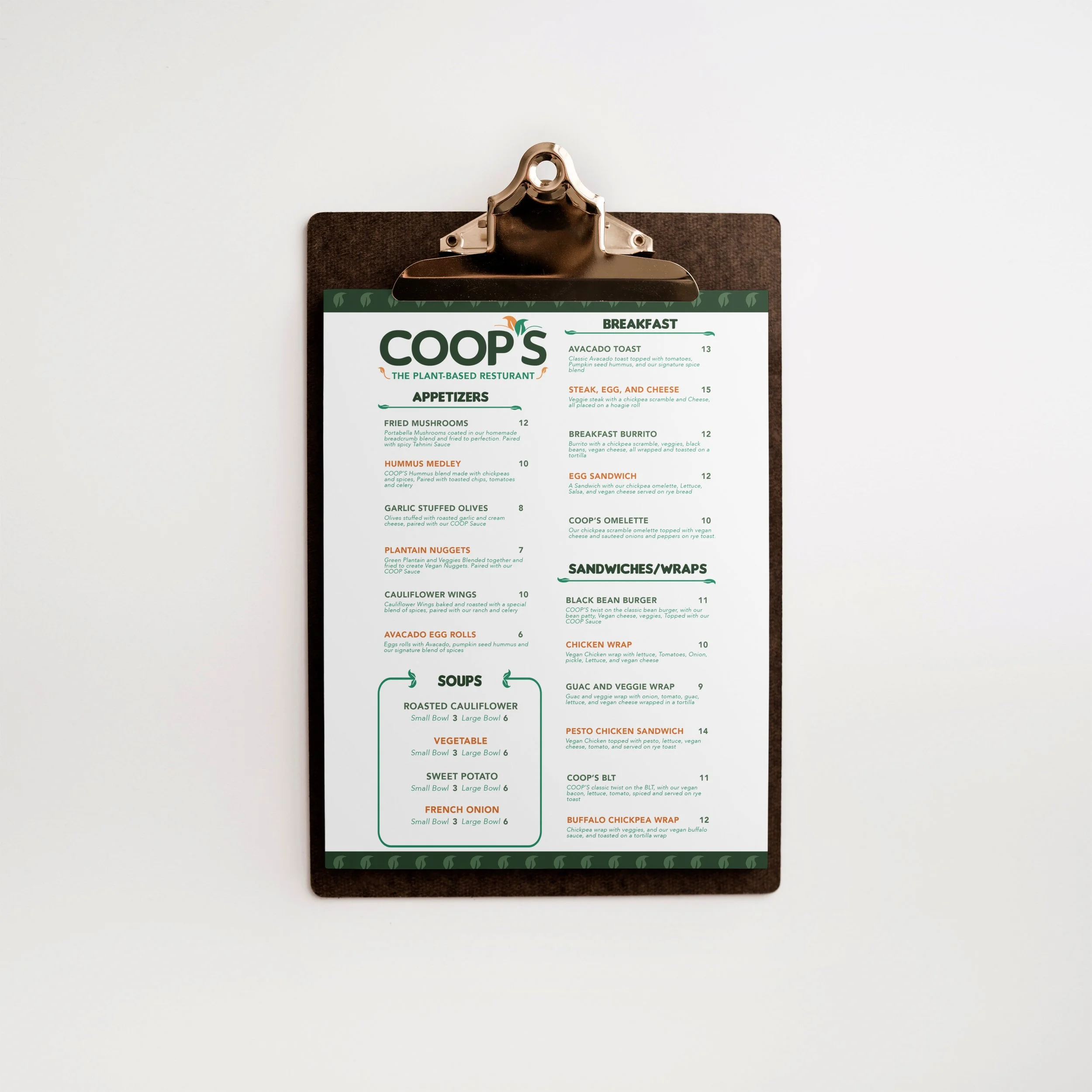 Front of Menu Mockup