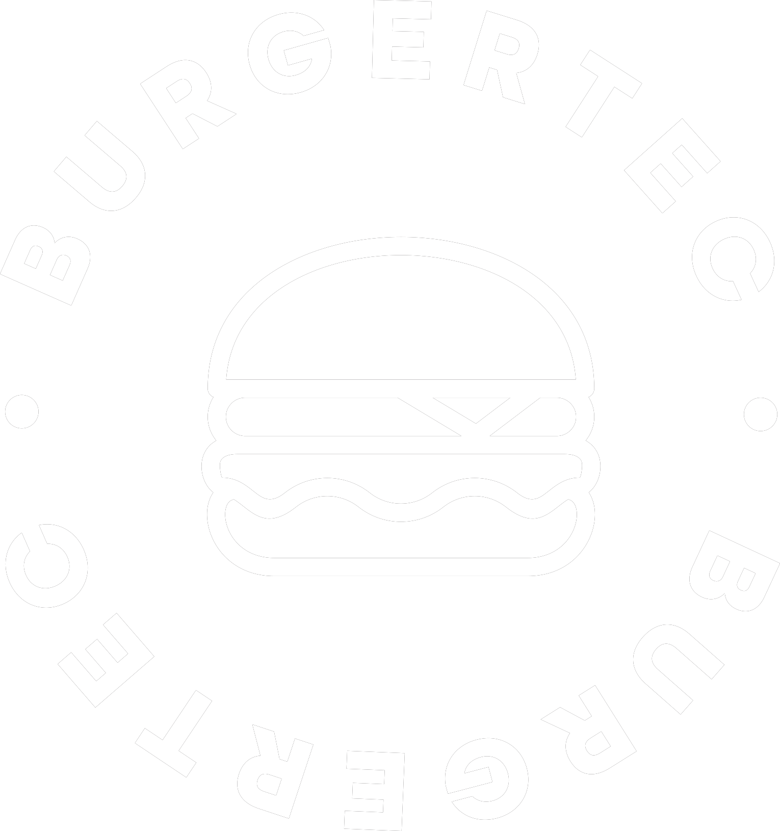 Logo for Burgertie Coffee featuring a stylized burger icon with the words 'BURGERTIE COFFEE' encircling it.