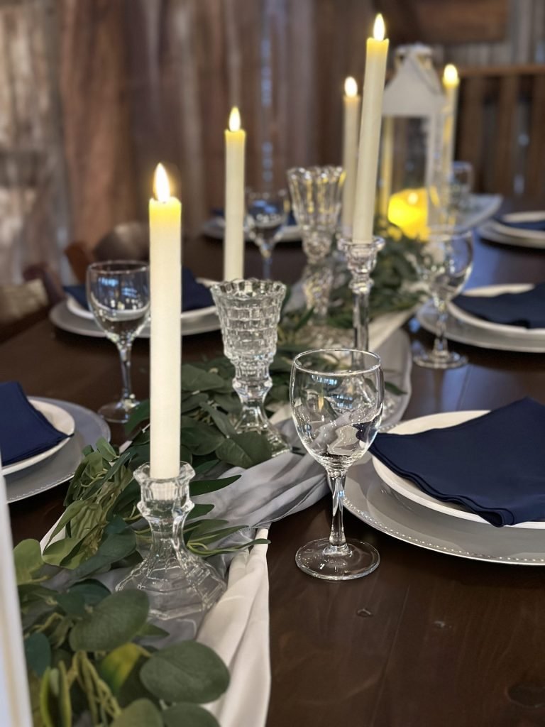 Crystal Candlesticks w/Faux Real Taper Candles