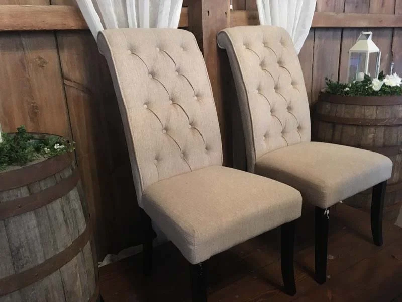 Tufted High-Back Sweetheart Chairs