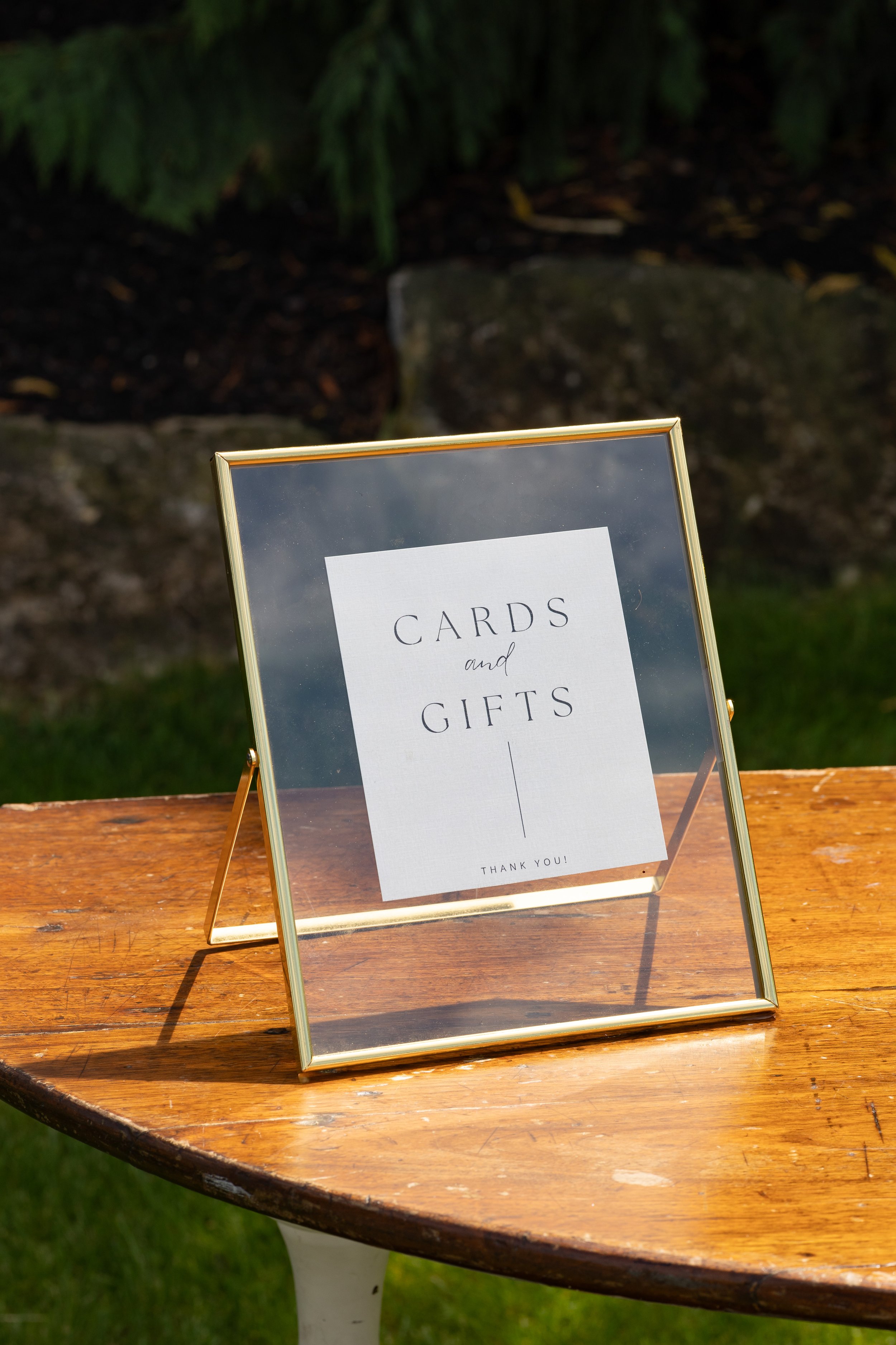 Gold “Cards and Gifts” Sign