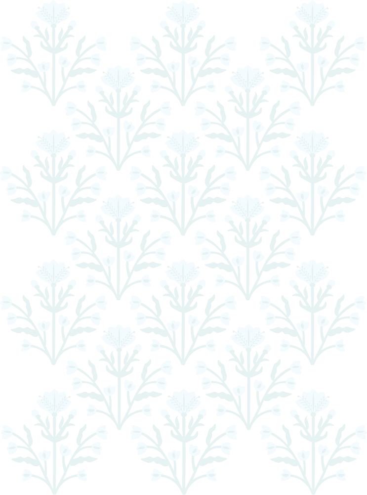 Repeated white floral pattern on black background