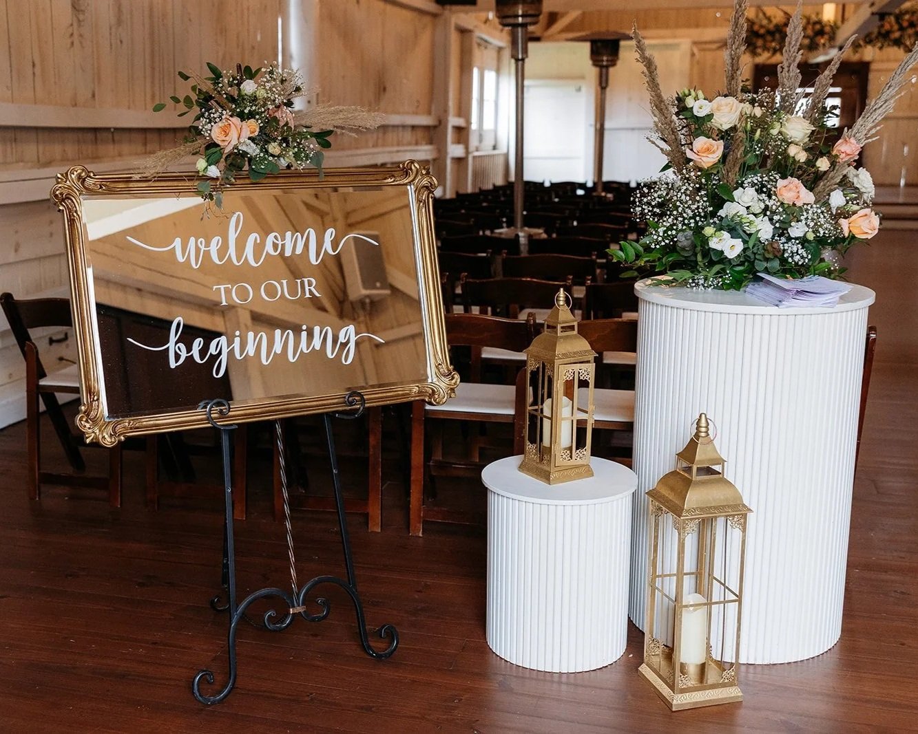 Gold Mirror Welcome To Our Beginning Sign
