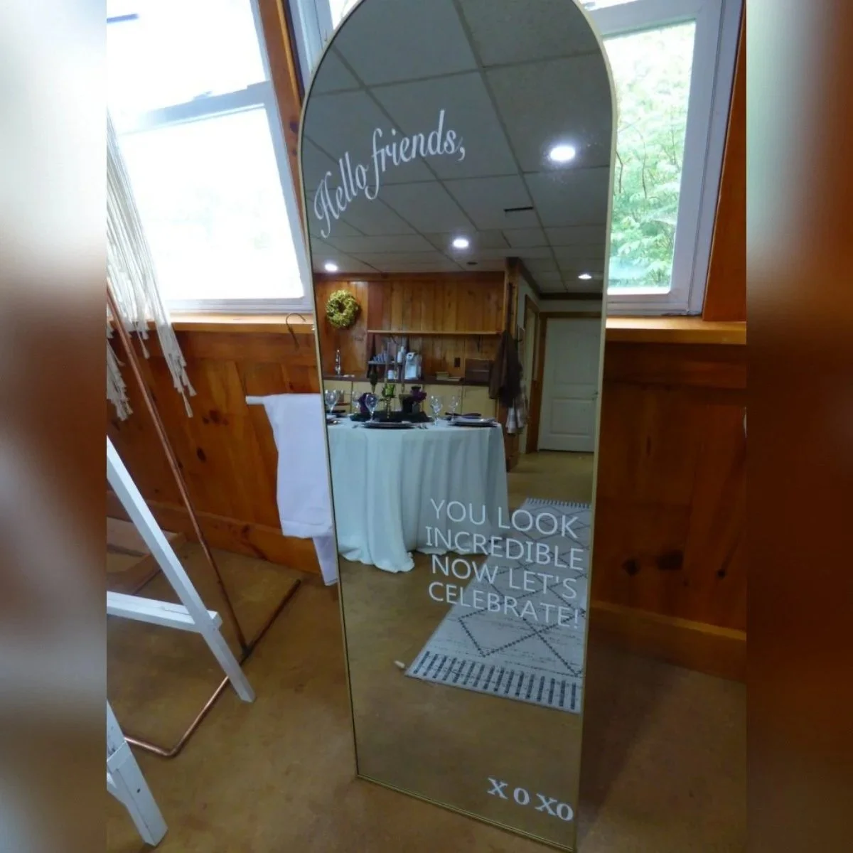 Gold Standing Mirror Sign