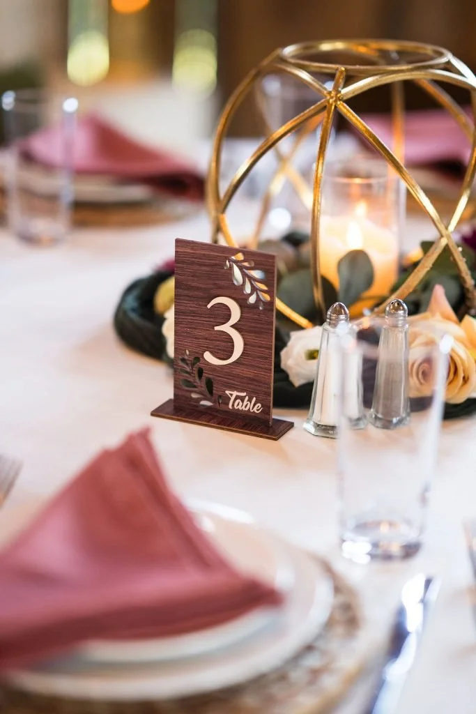 Upright Wooden Leaf Cut-Out Table Numbers