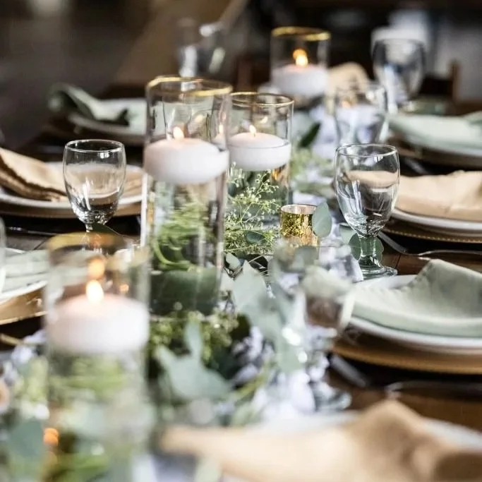 Glass Cylinders with Floating Candles