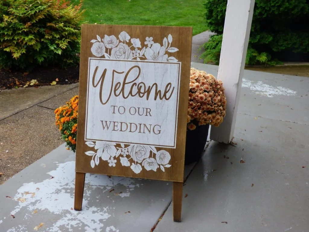 Small Wooden “Welcome To Our Wedding” Floor Sign