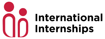 Logo for International Internships featuring stylized red figures and bold black text.