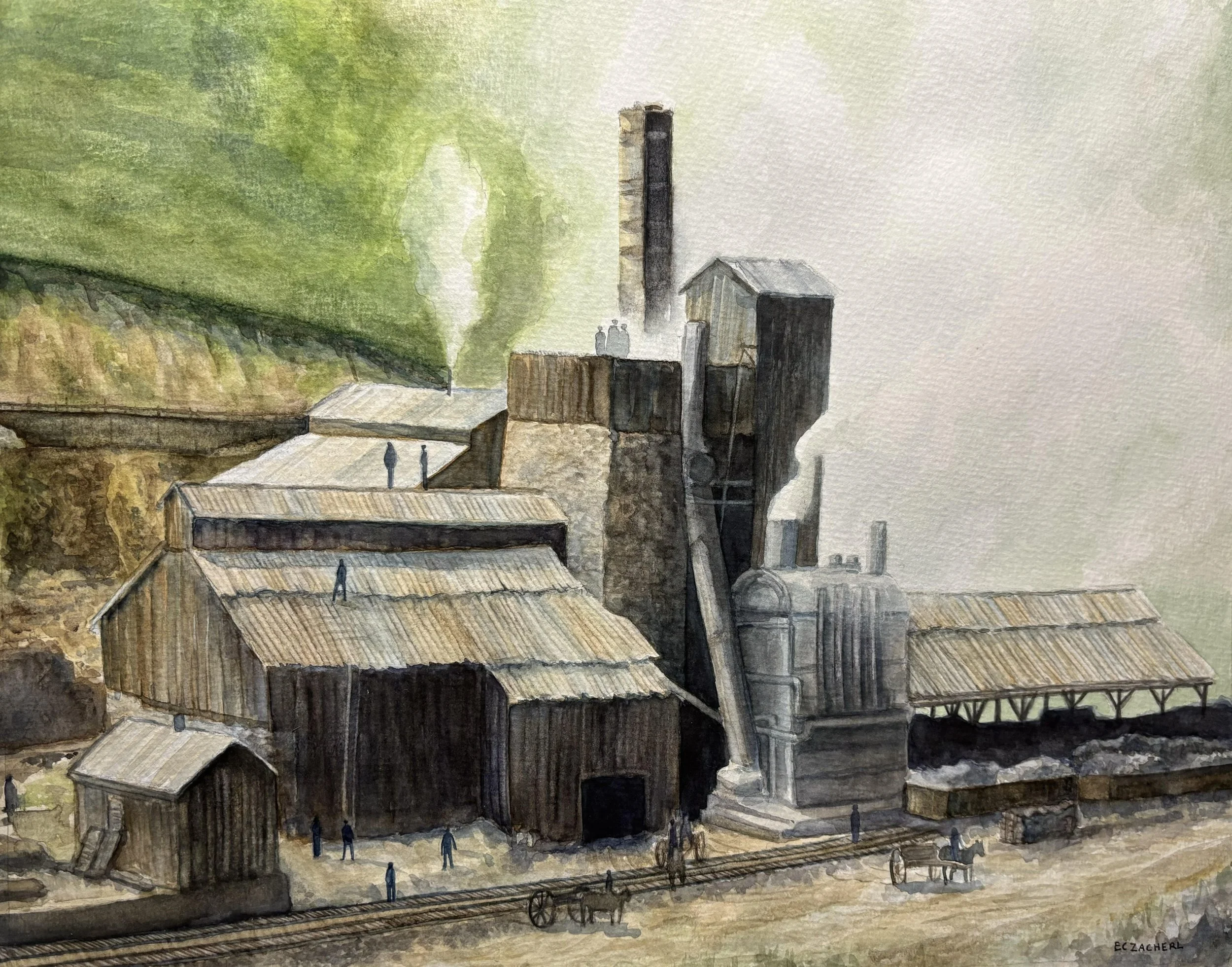 Frankstown Furnace (1836 -1835)
14" x 11"
Watercolor