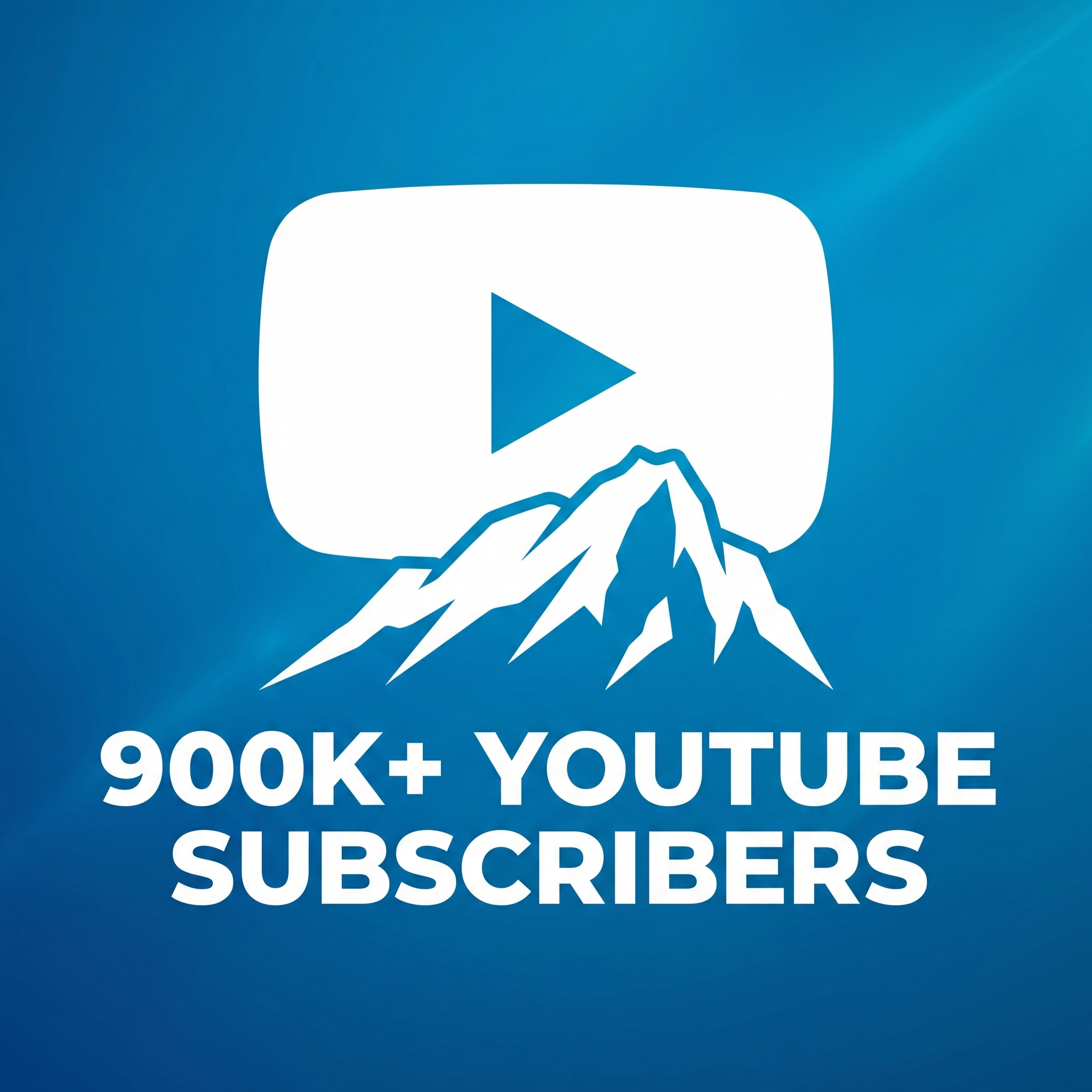 YouTube logo with a mountain graphic and text reading '900K+ YouTube Subscribers'
