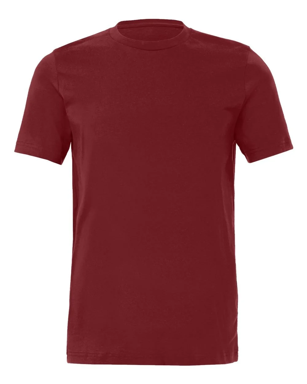 Red short-sleeve t-shirt on a plain background.