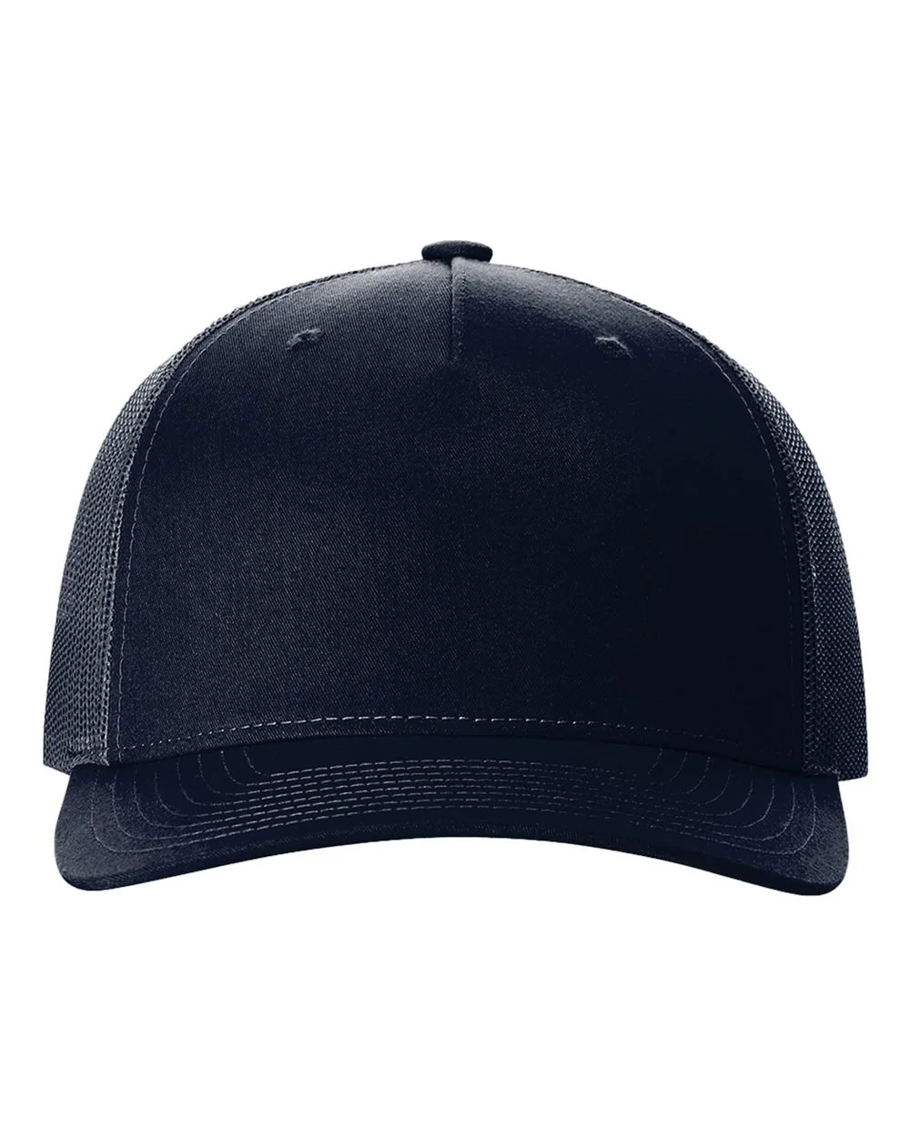 Black baseball cap with mesh back and curved bill.