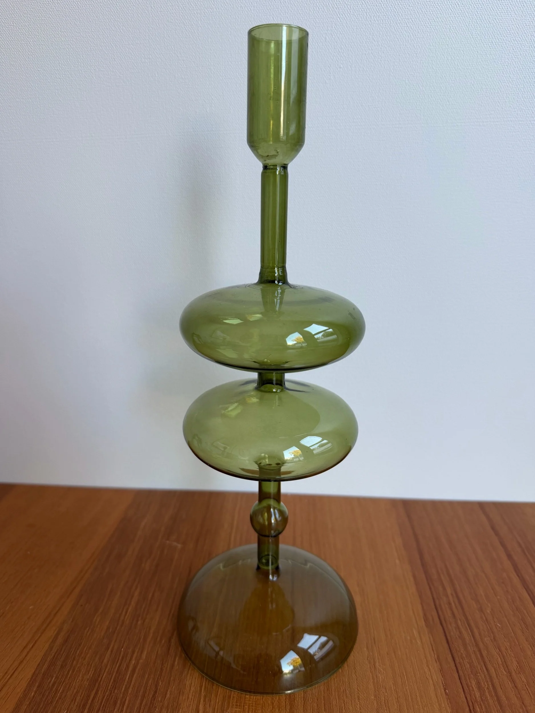 green glass candleholder