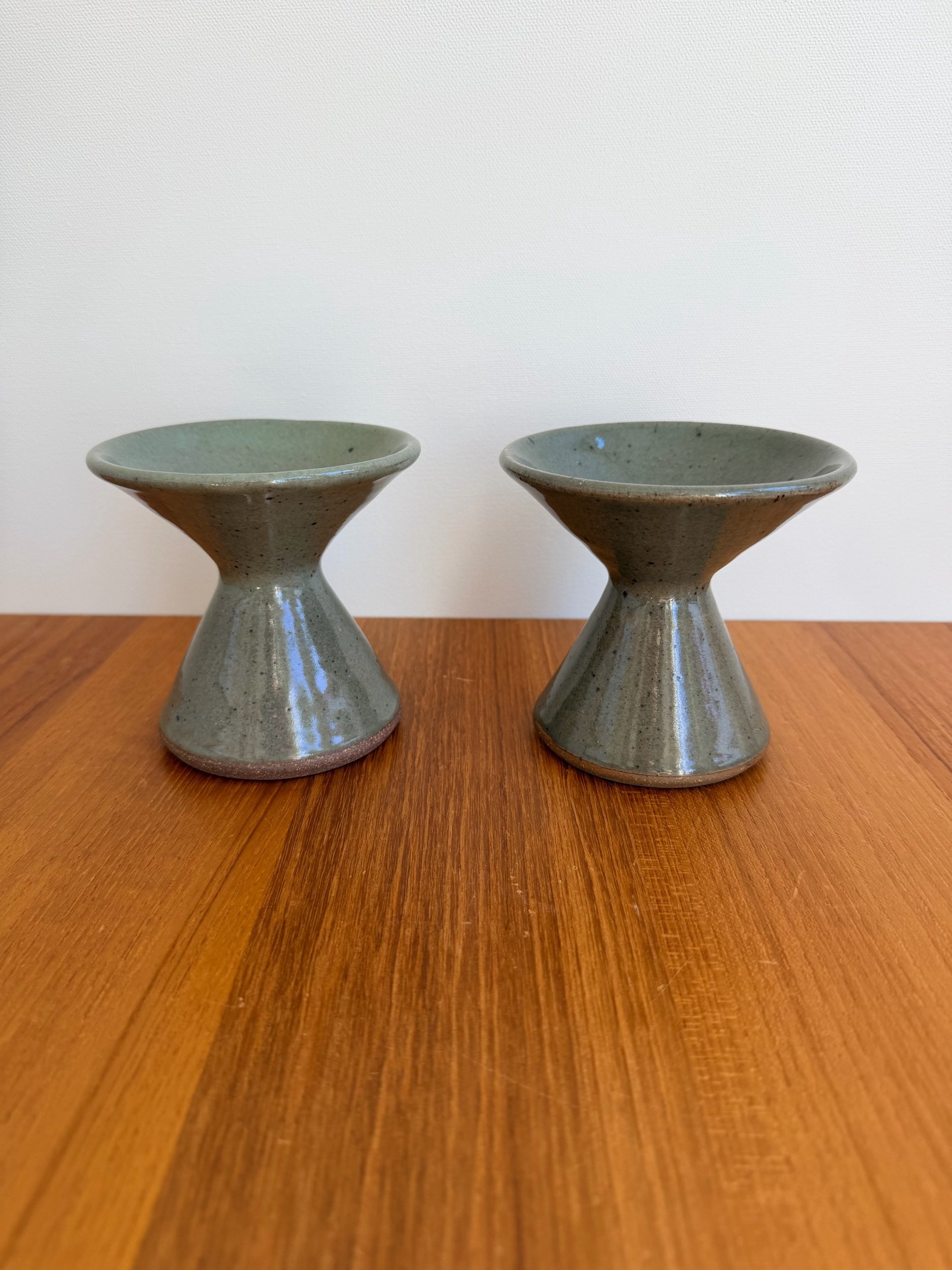 pair of handmade ceramic candleholders