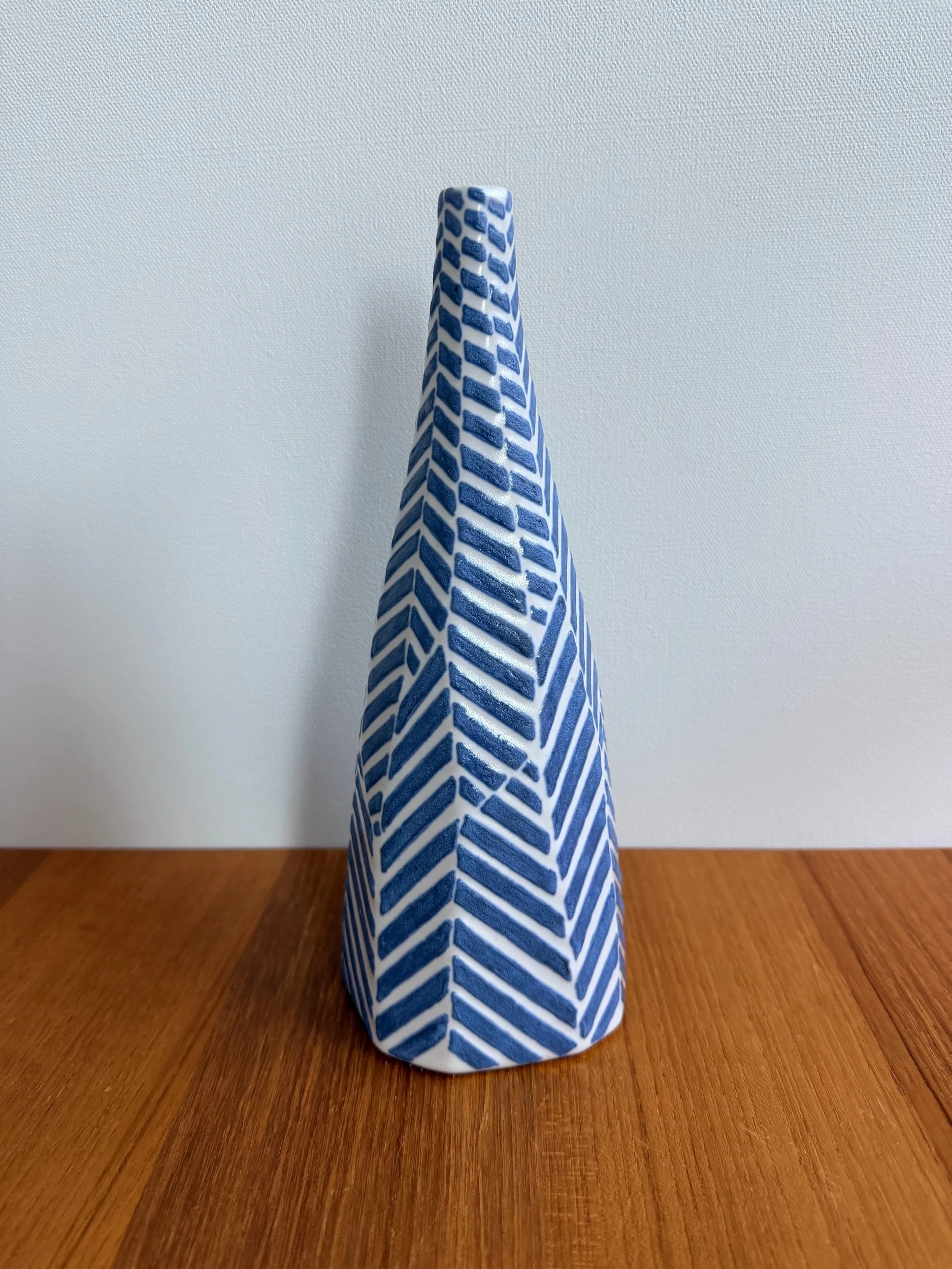 blue & white ceramic tapered vase