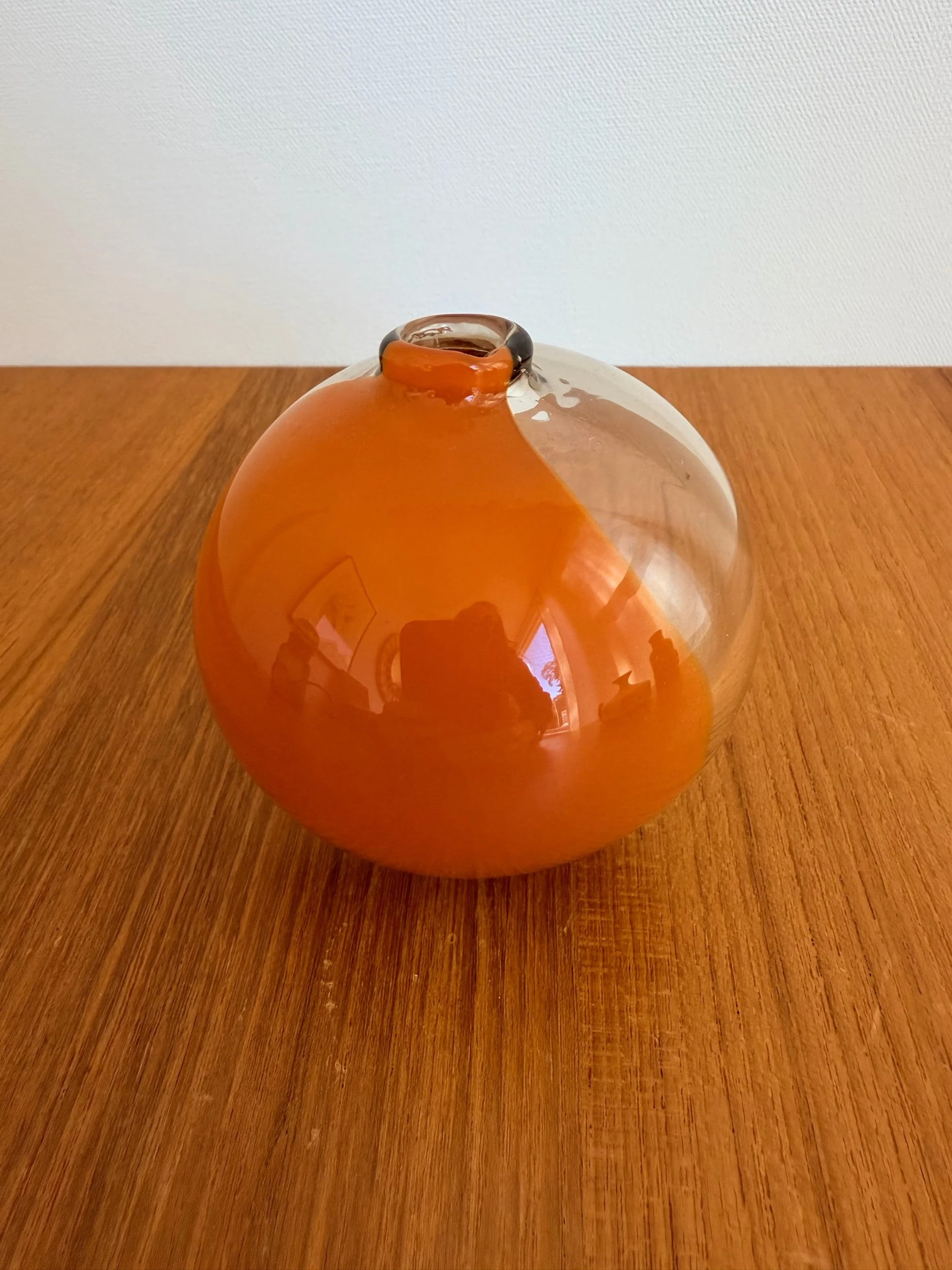 orange & glass bud vase