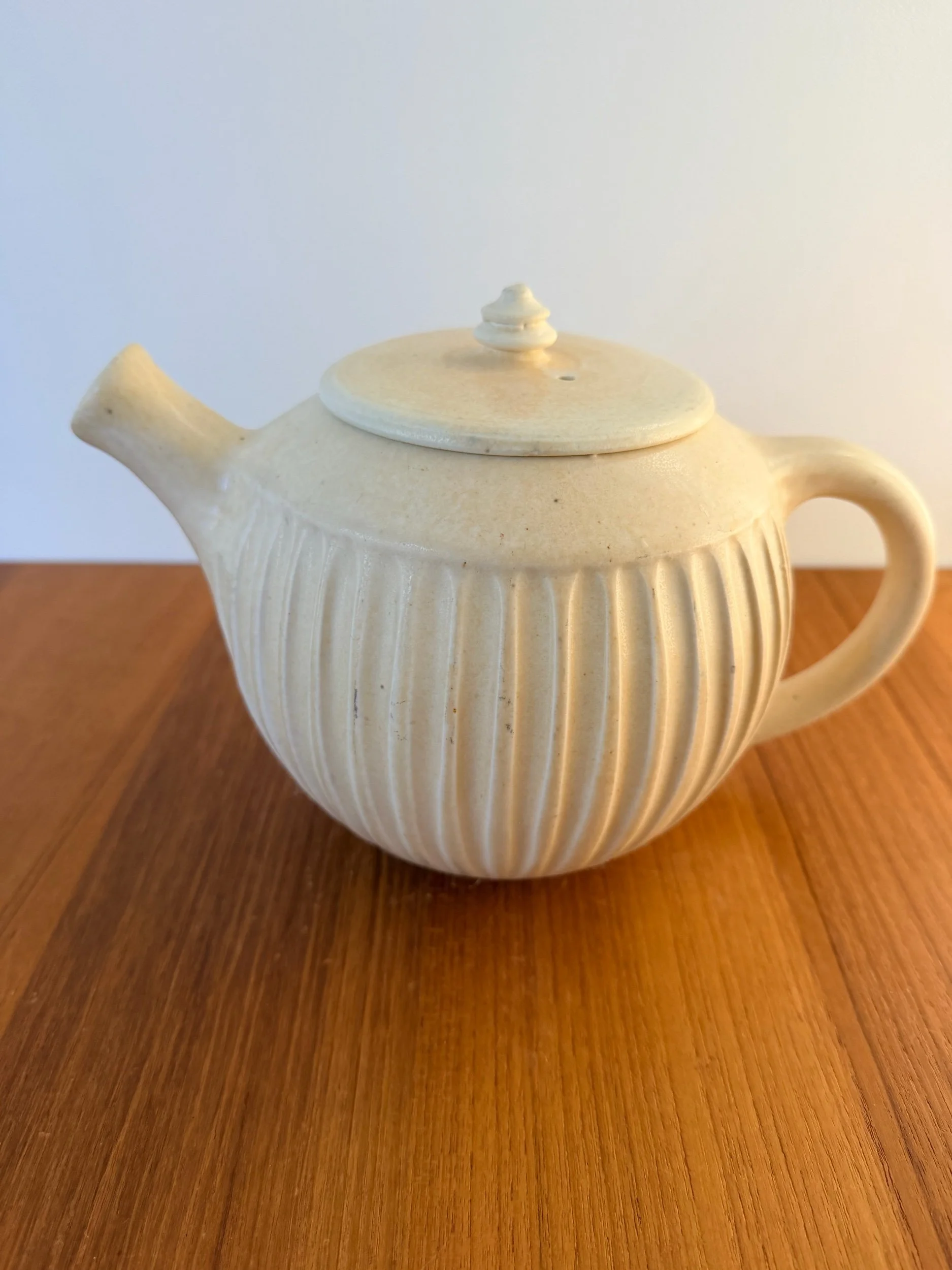 vintage cream yellow ceramic teapot