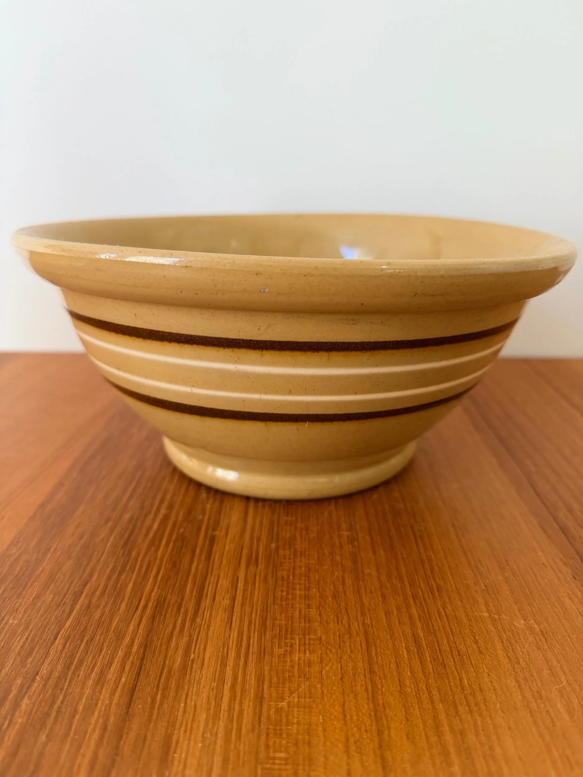 antique yellow ware mixing bowl
