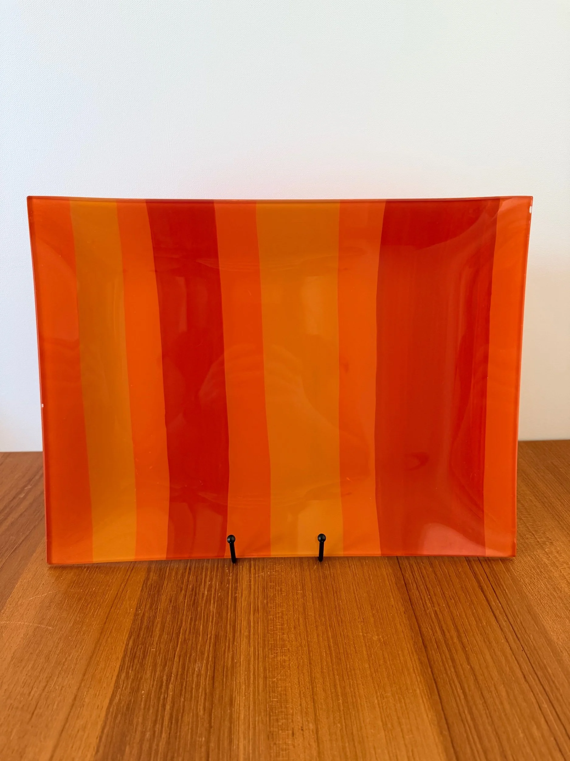 orange striped glass tray