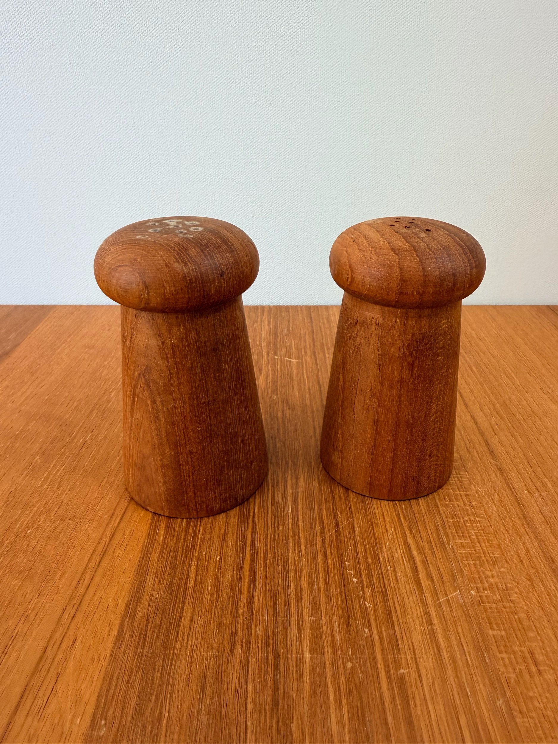 vintage wood salt & pepper shakers