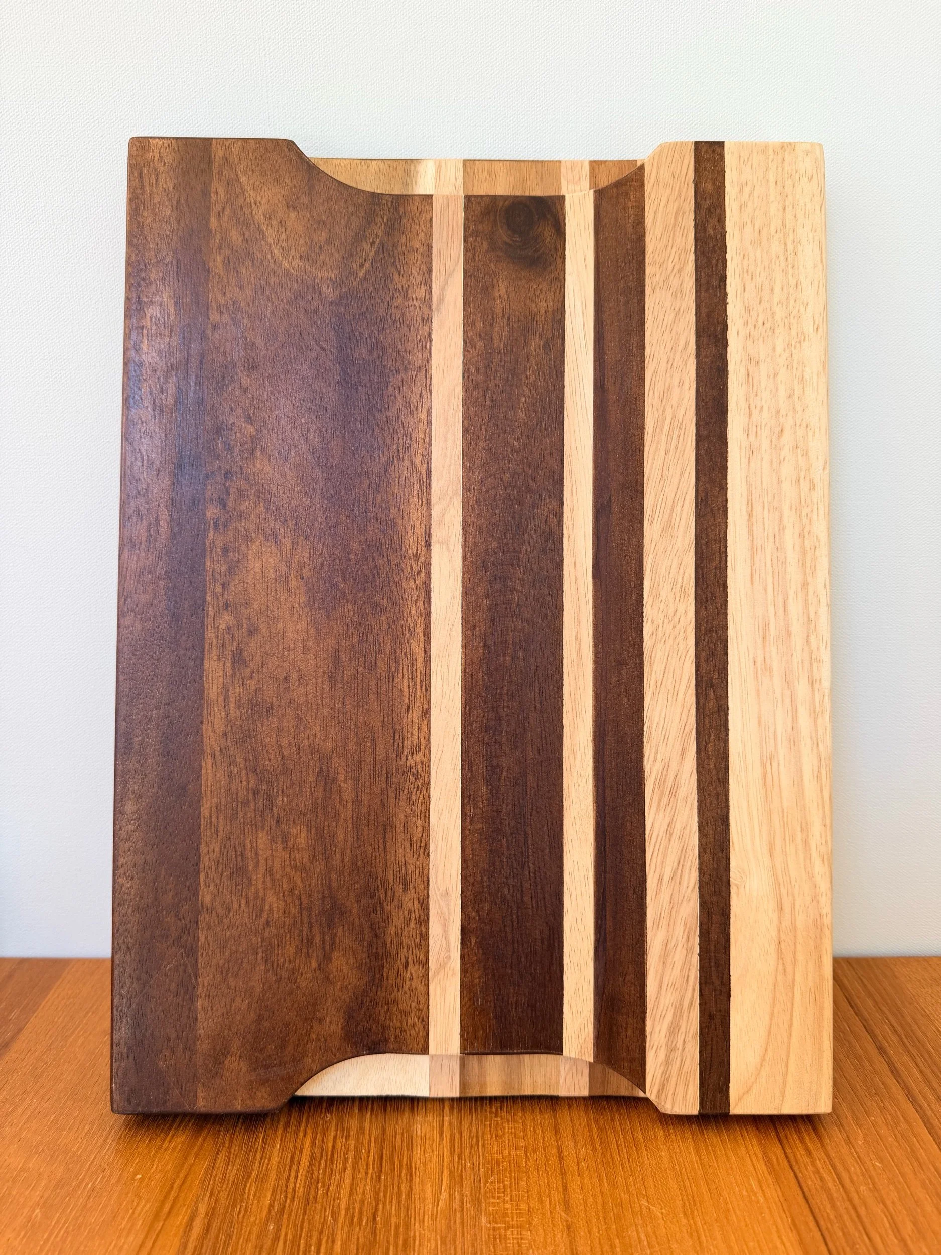 striped wood cutting board