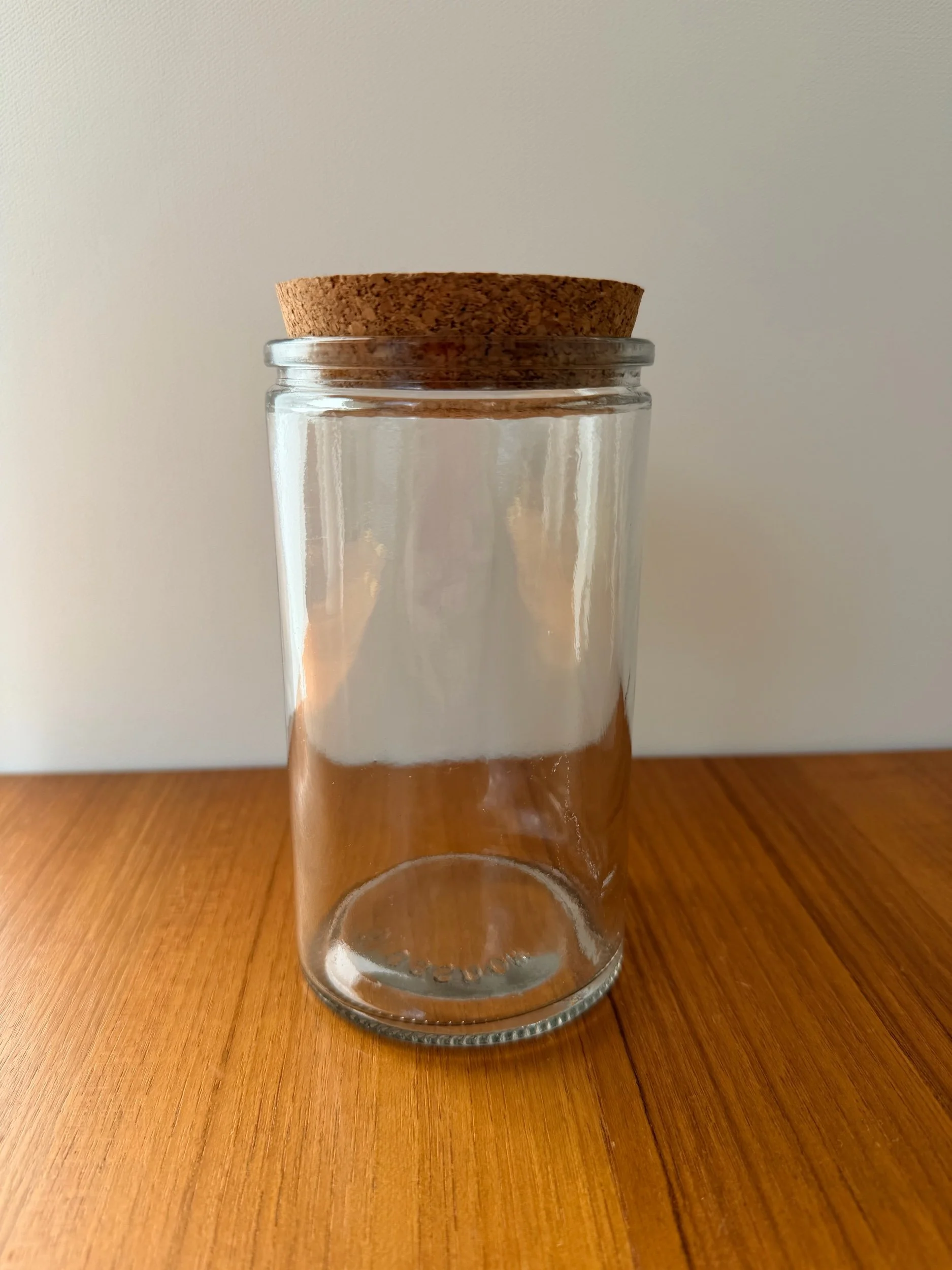 clear jar with cork top