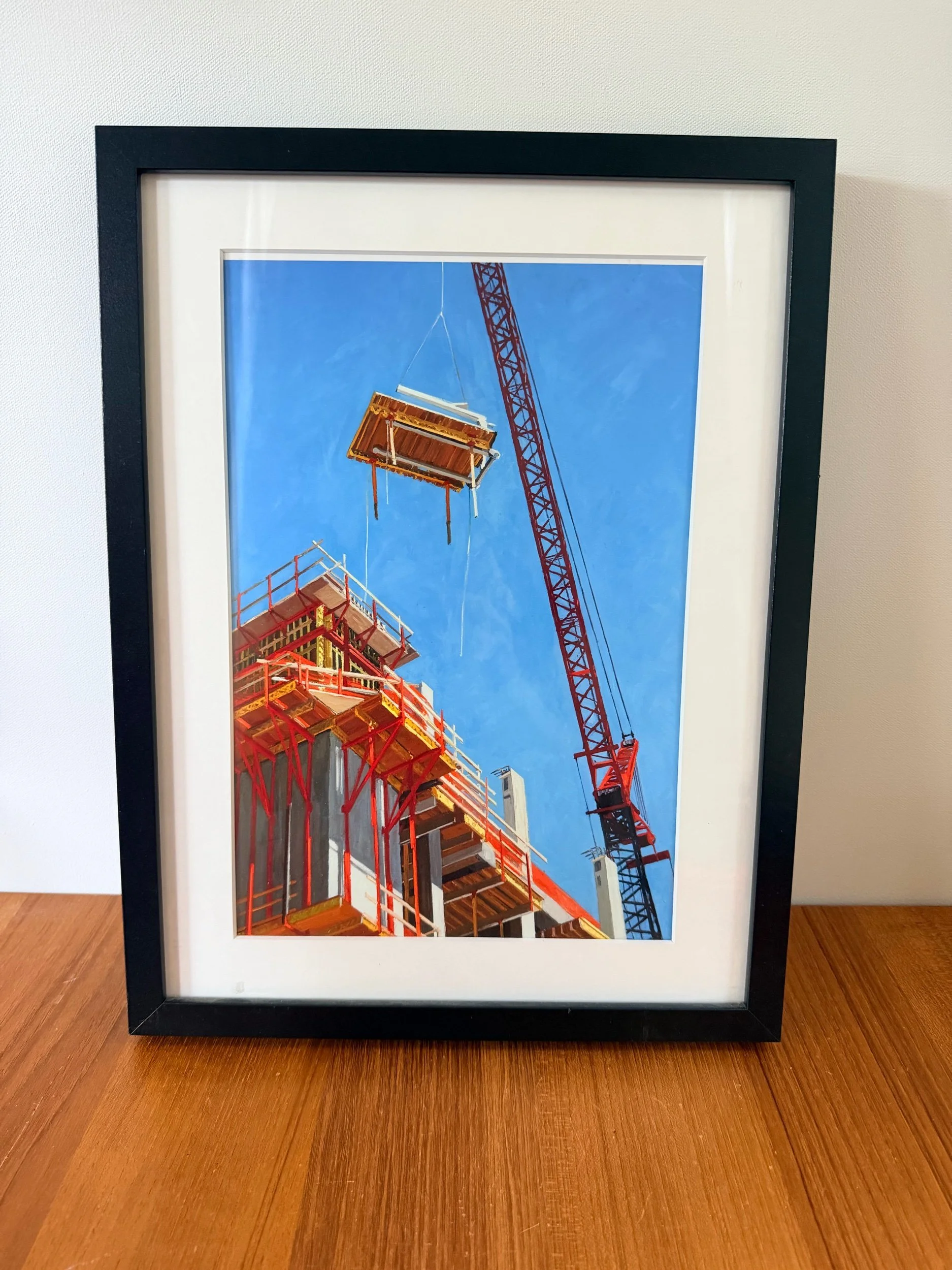 crane construction painting print