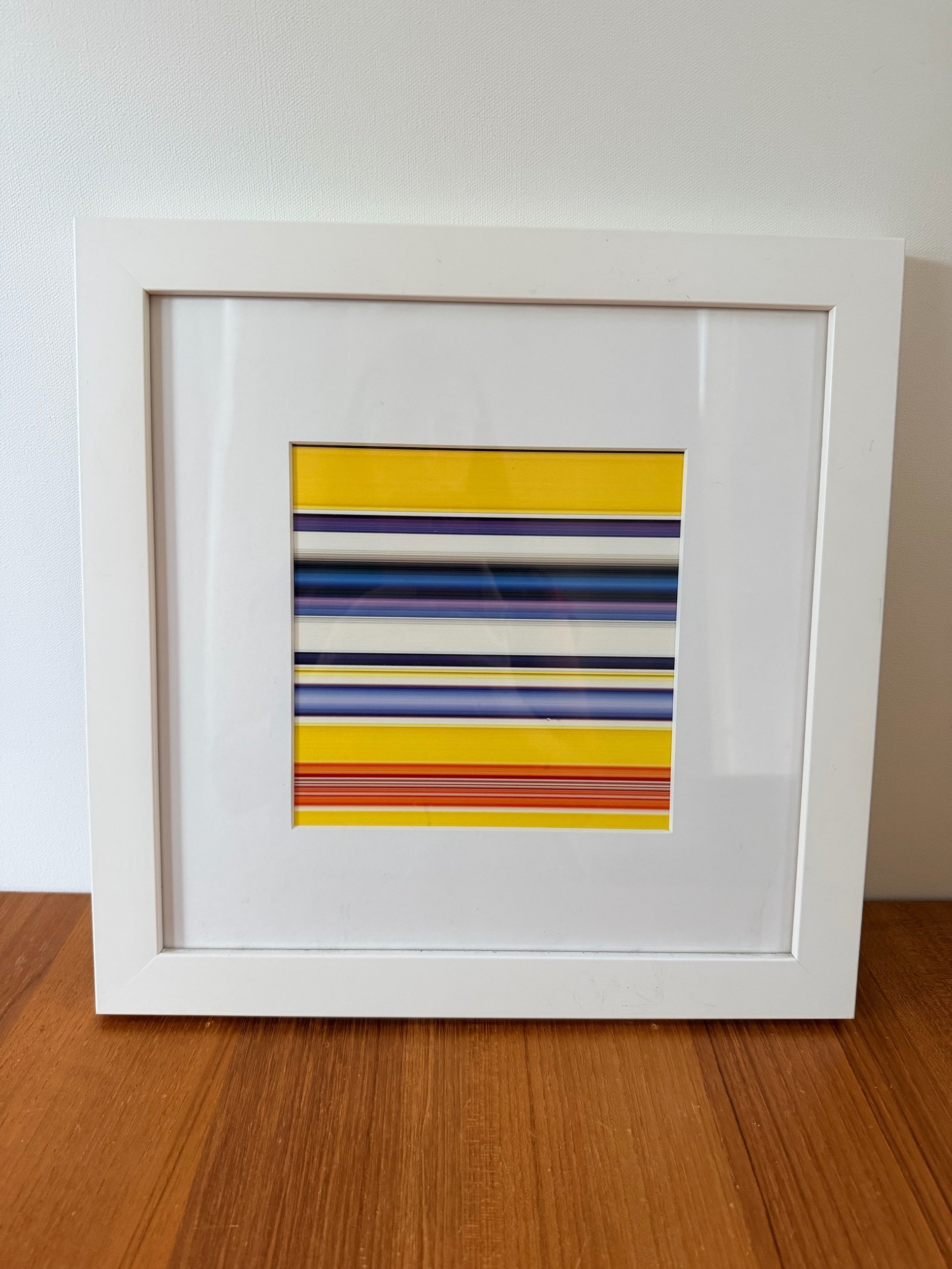 framed yellow & blue stripes art print