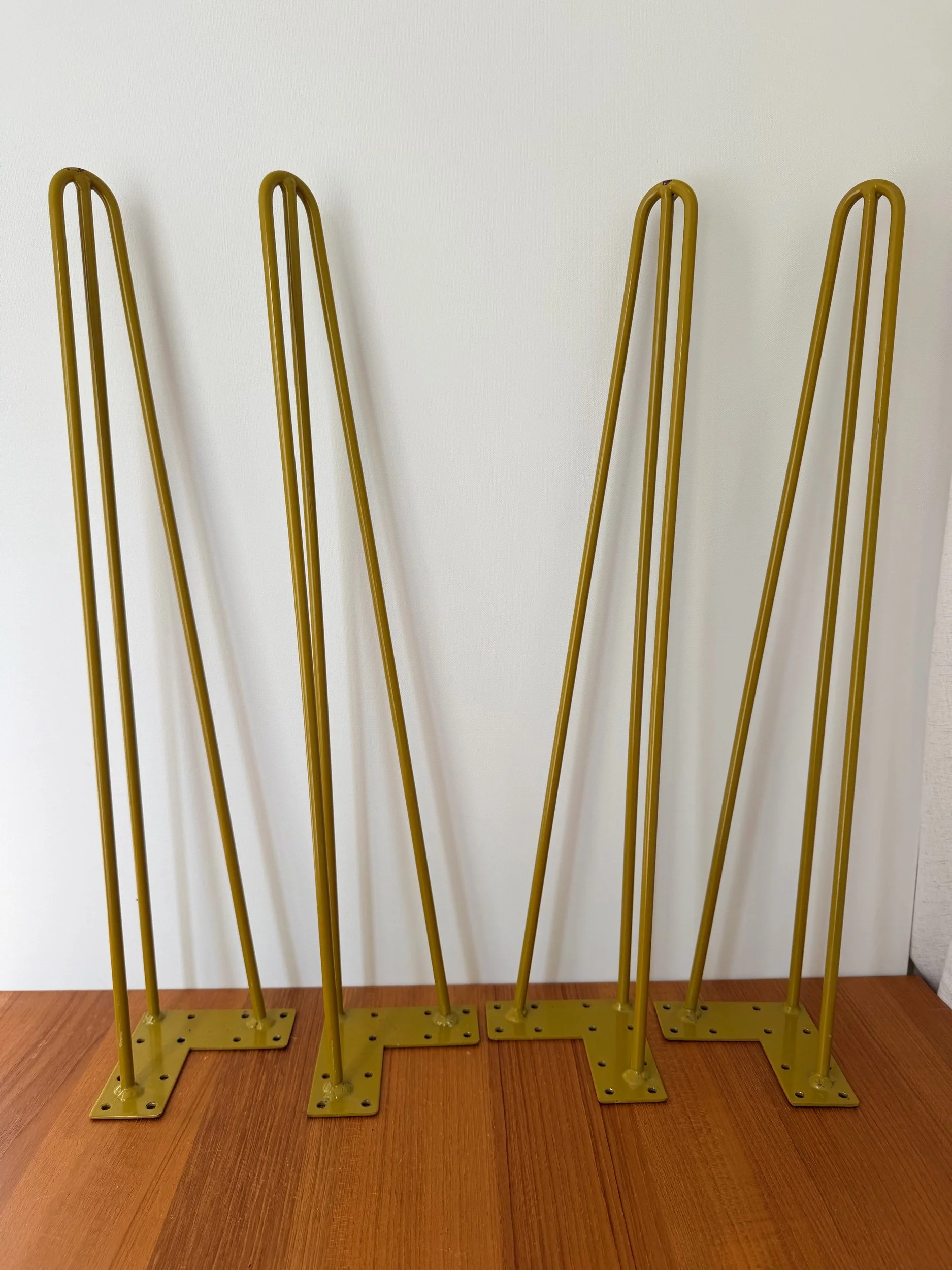 set of 4 mustard yellow hairpin desk legs