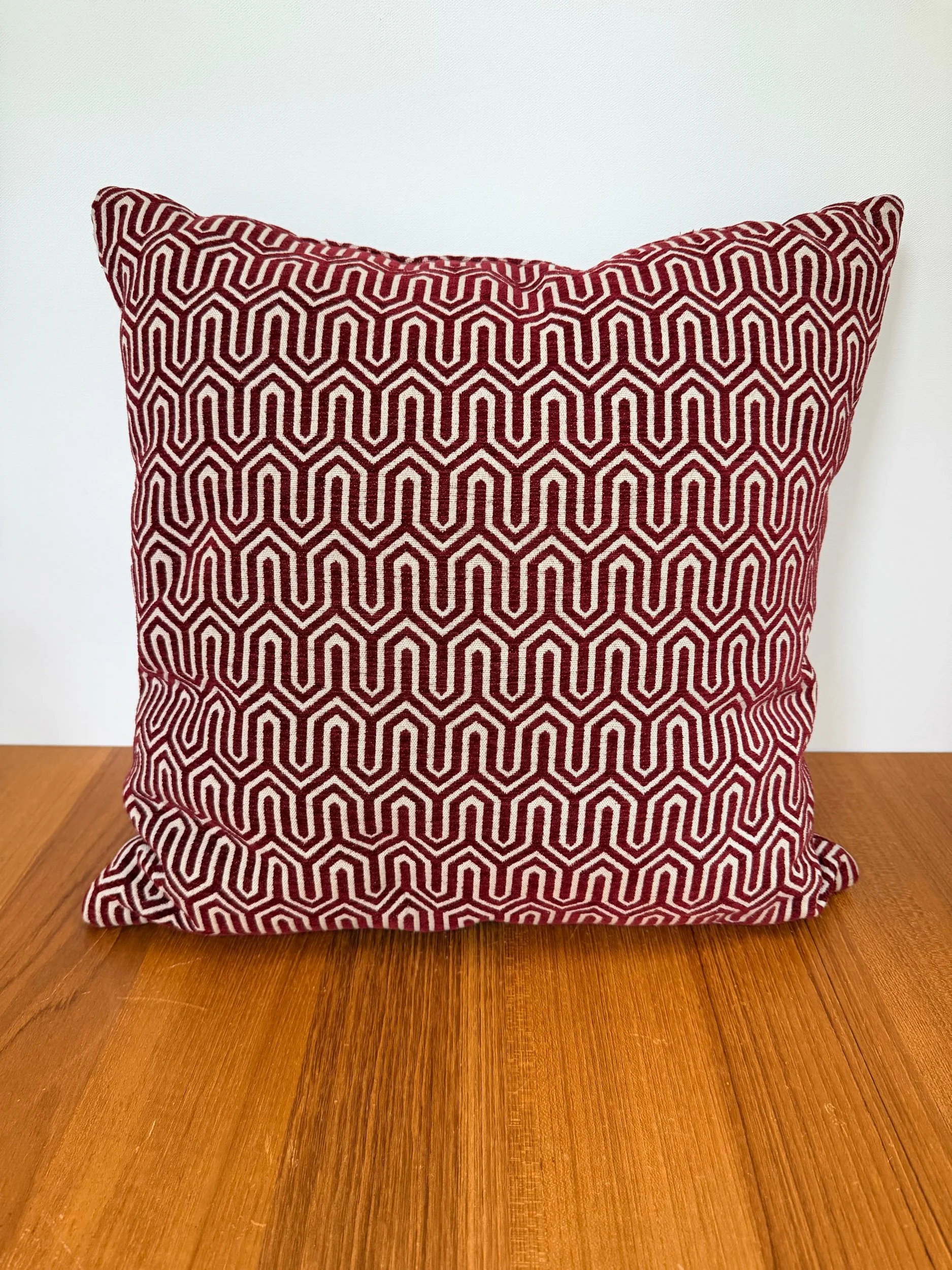 garnet red & cream geometric pillow