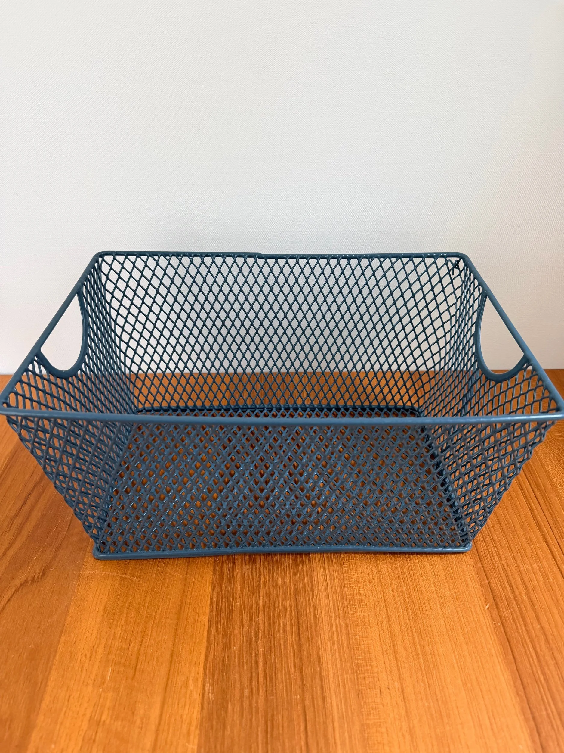 blue metal basket