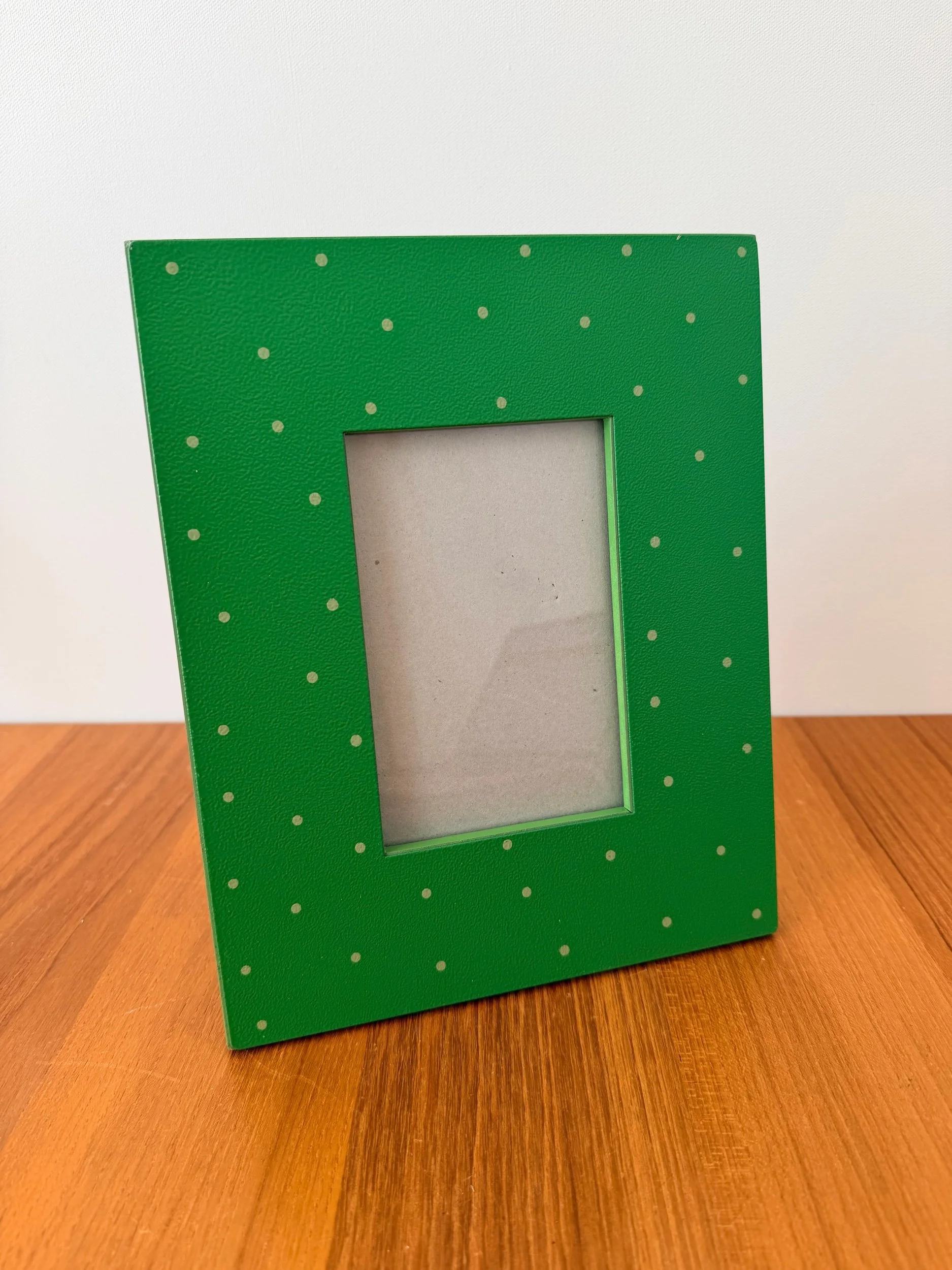 green polka dot picture frame